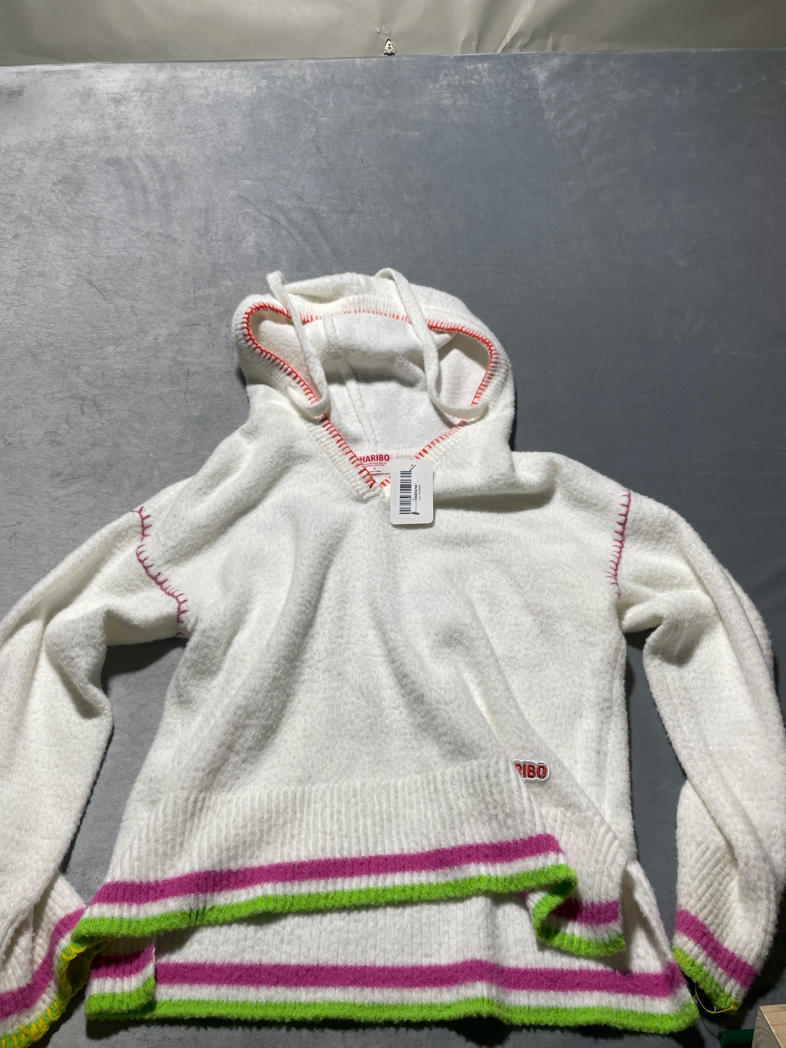 HARIBO White Nylon-Acrylic Hooded Pullover