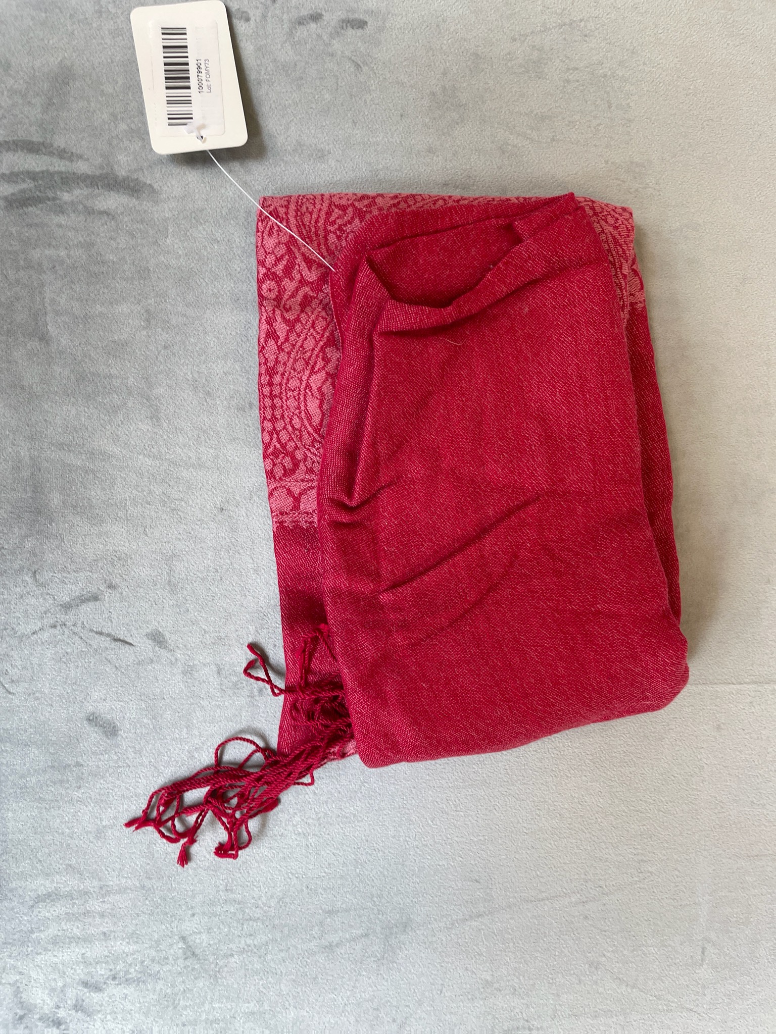 Red Woven Fringed Scarf