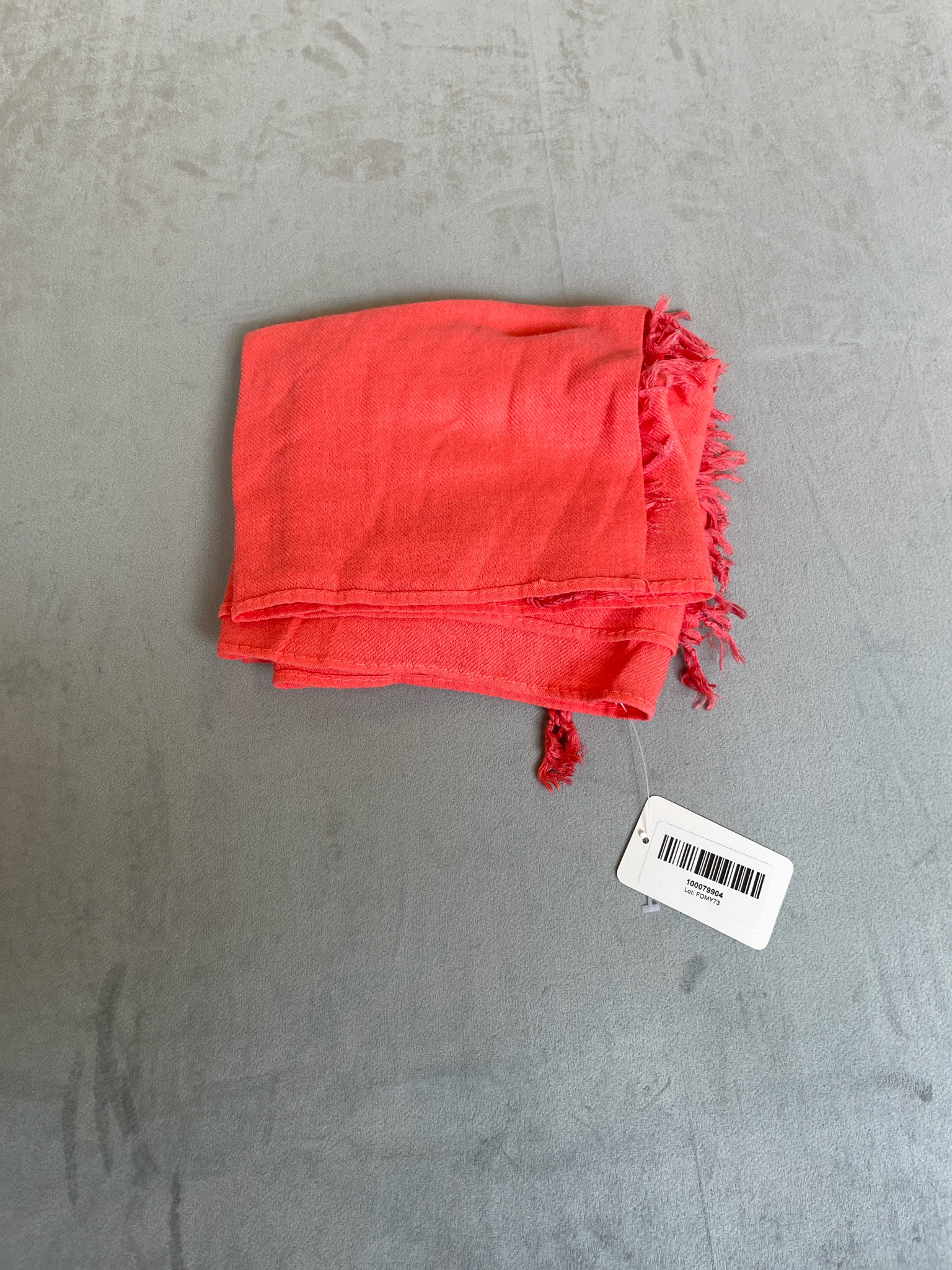 Bright Coral Fringed Scarf
