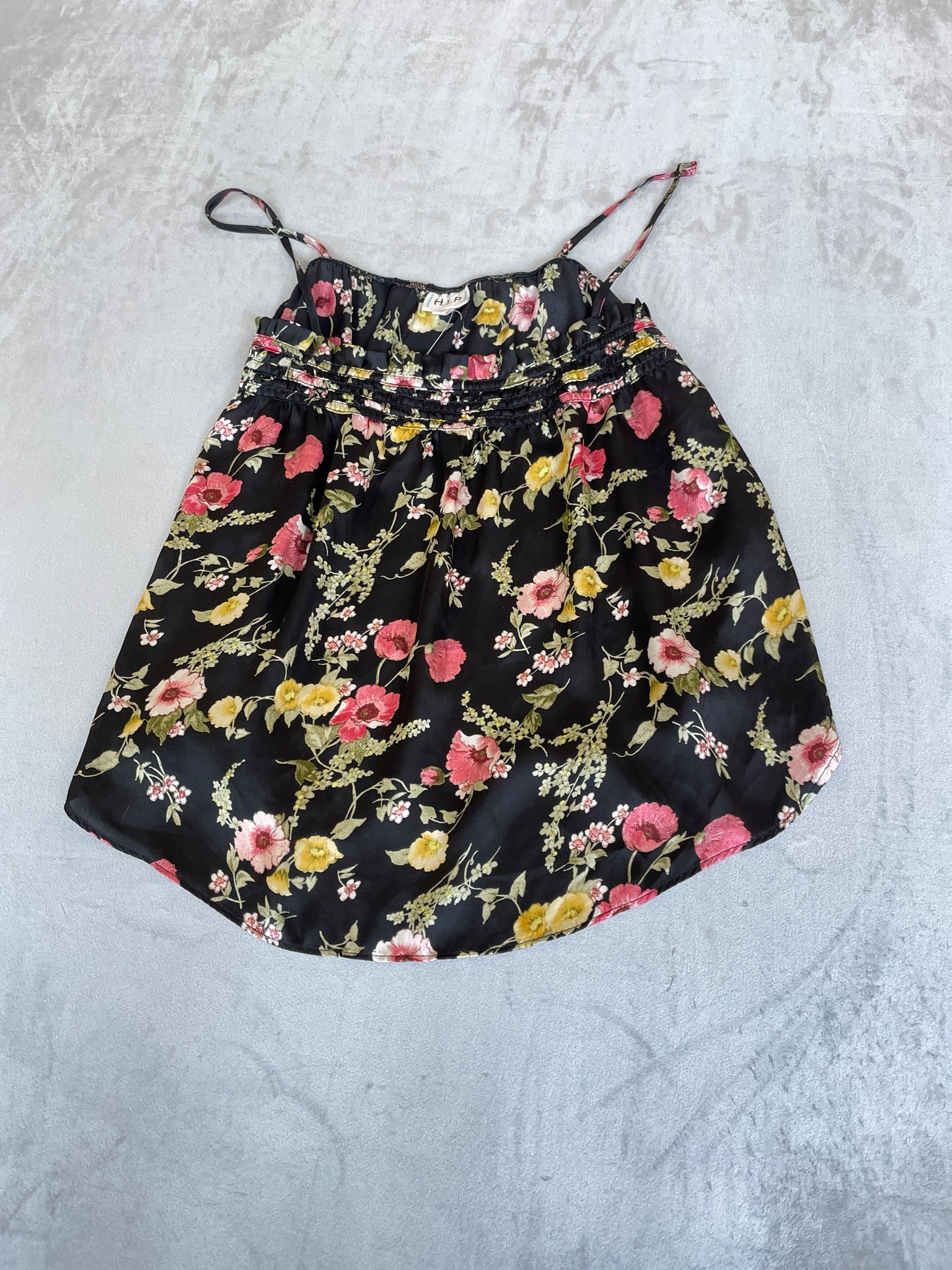 H.I.P. Black Floral Woven Camisole Size S
