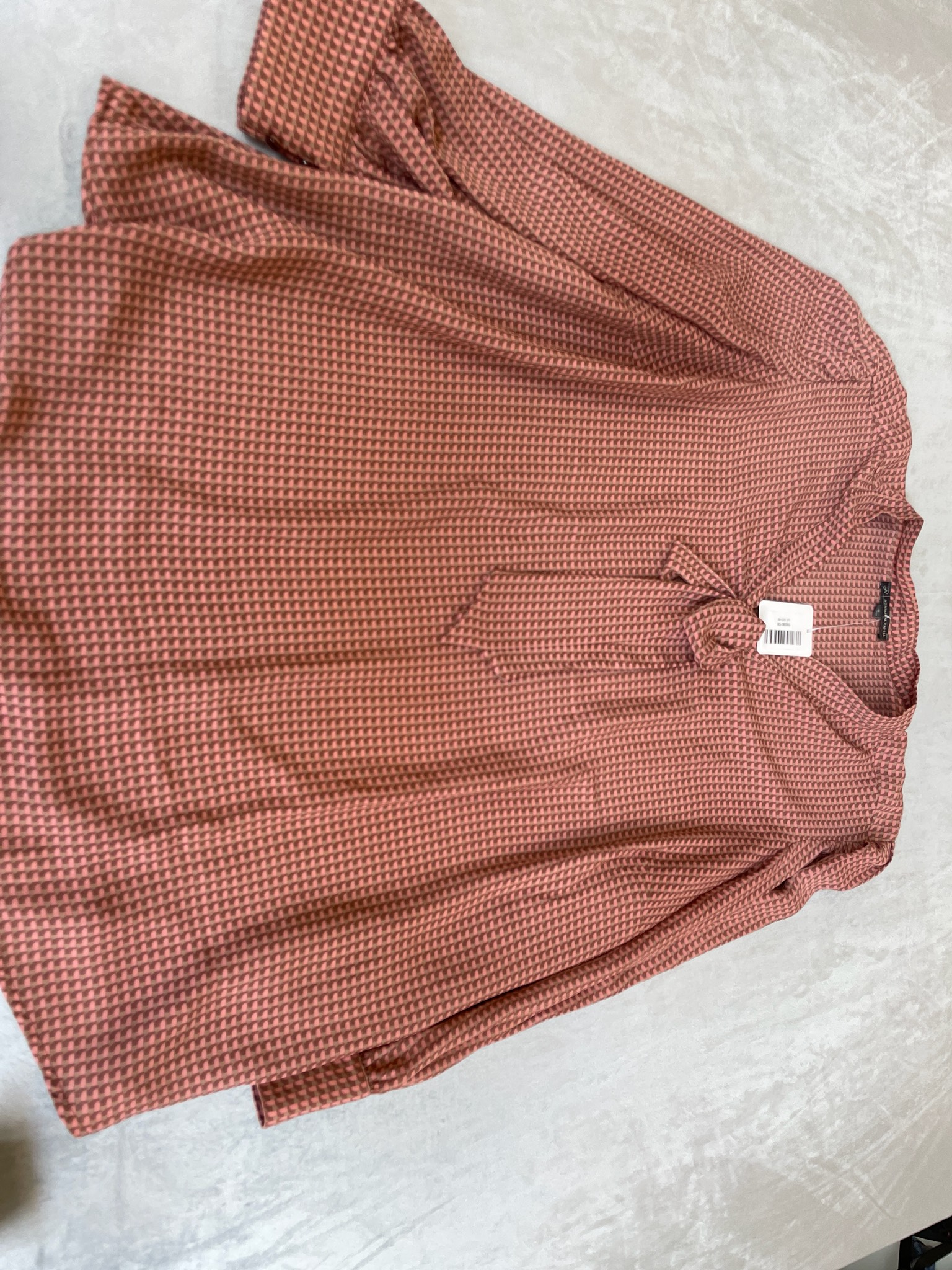 Adrianna Papell Pink Geometric Lightweight Woven Blouse Size 1X