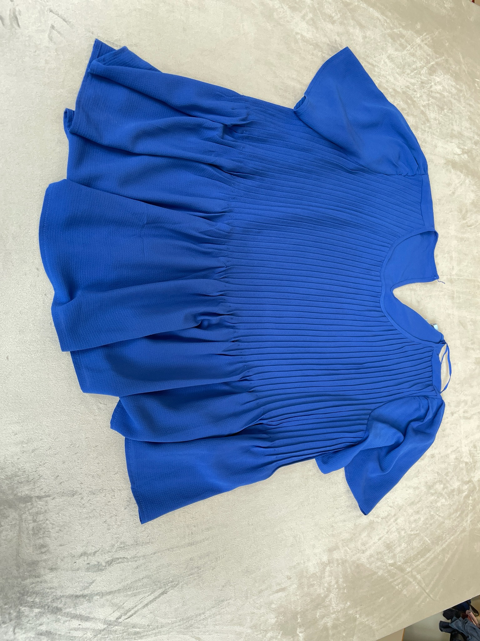 CeCe Royal Blue Textured Crepe Blouse Size XL
