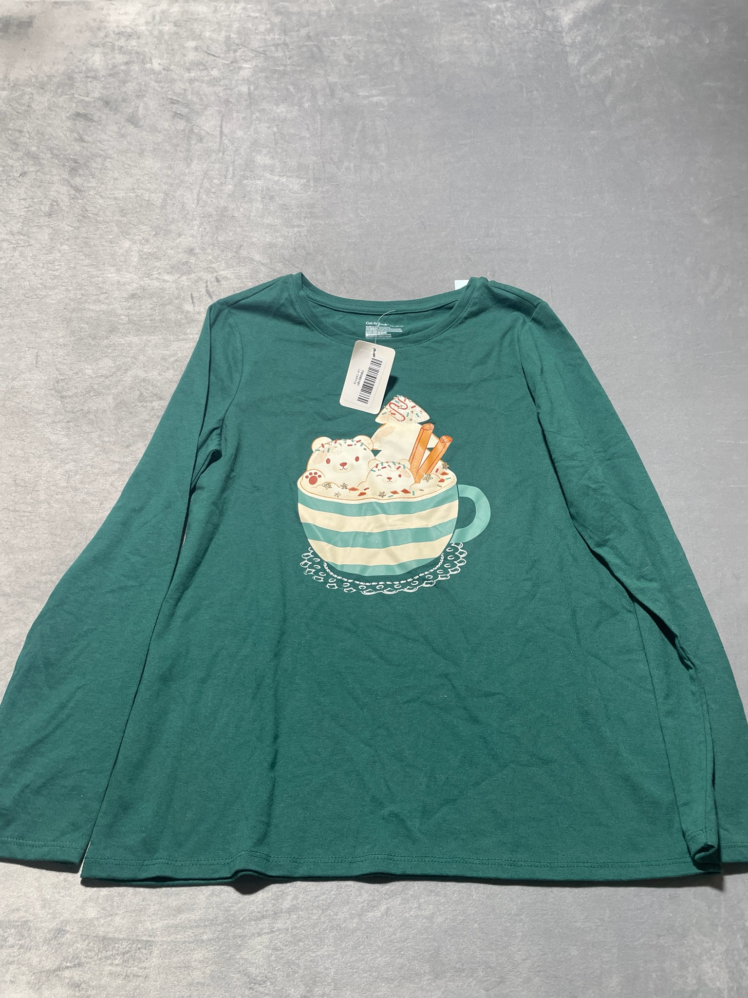 Cat & Jack Teal Green Cotton-Blend Long Sleeve Top Size XXL (16/18)