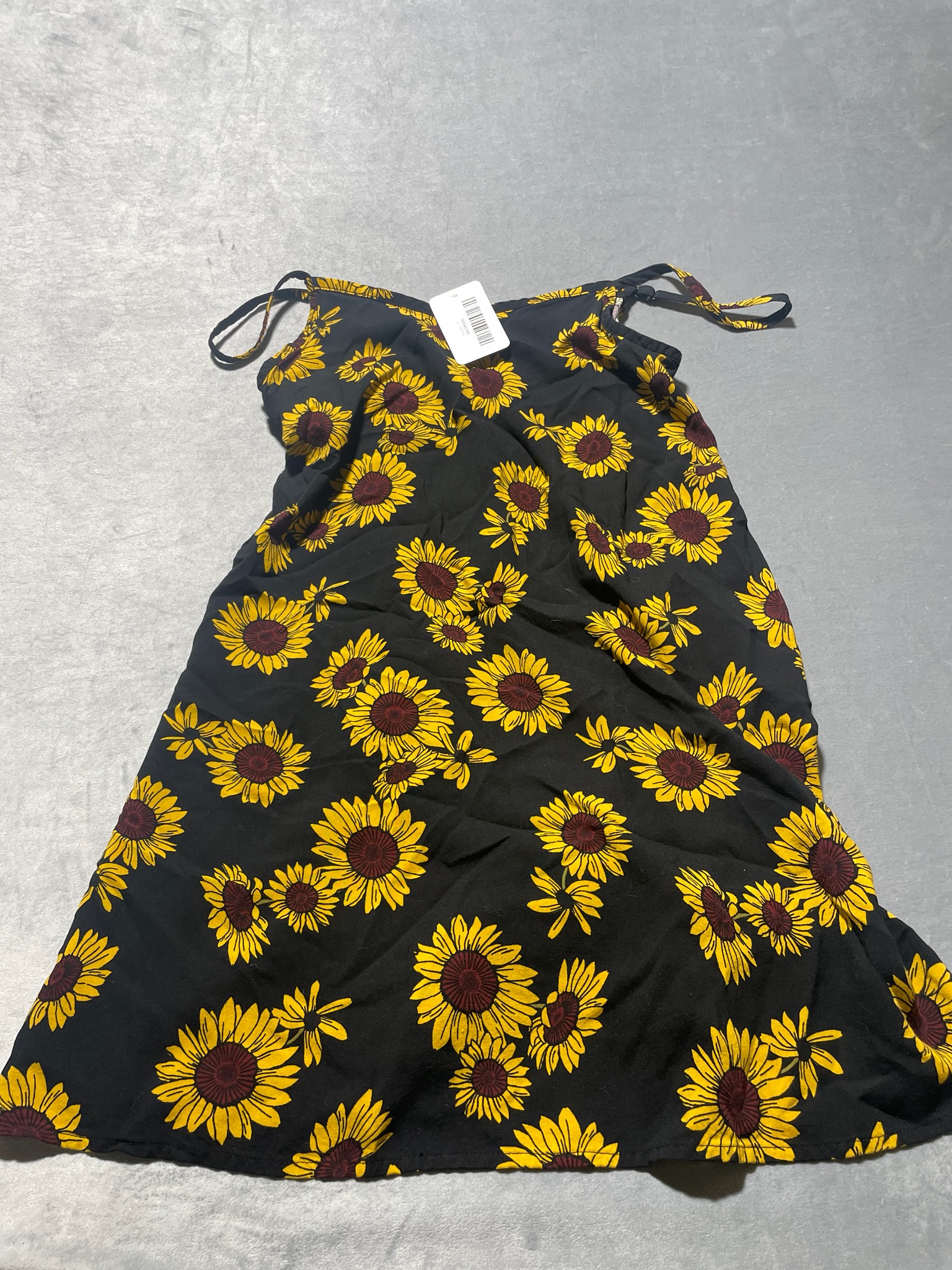 SO Black Sunflower Print Rayon Sundress Size L (10/12)