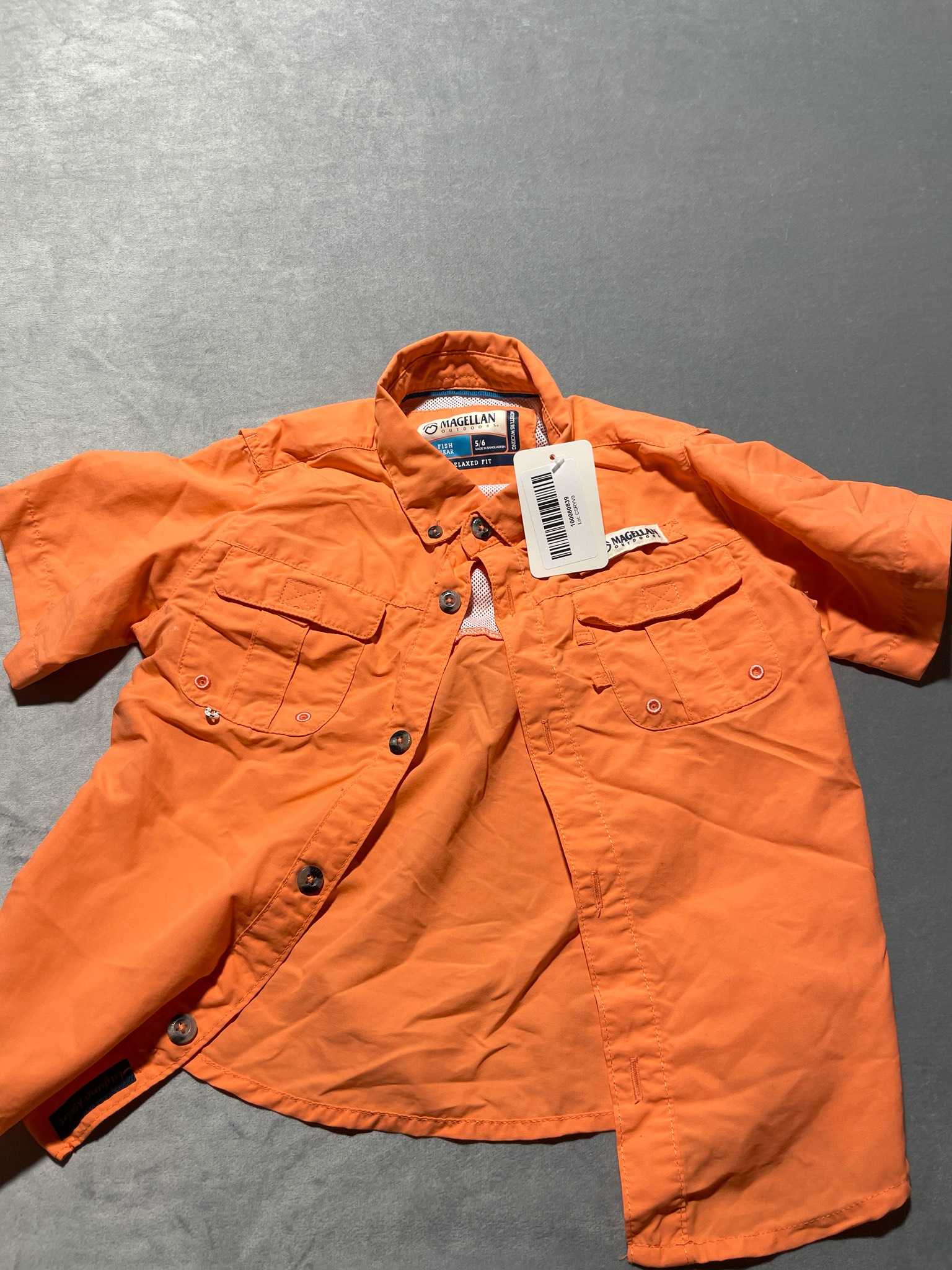Magellan Outdoors Orange Nylon Short-Sleeve Button-Up Shirt Size 5/6