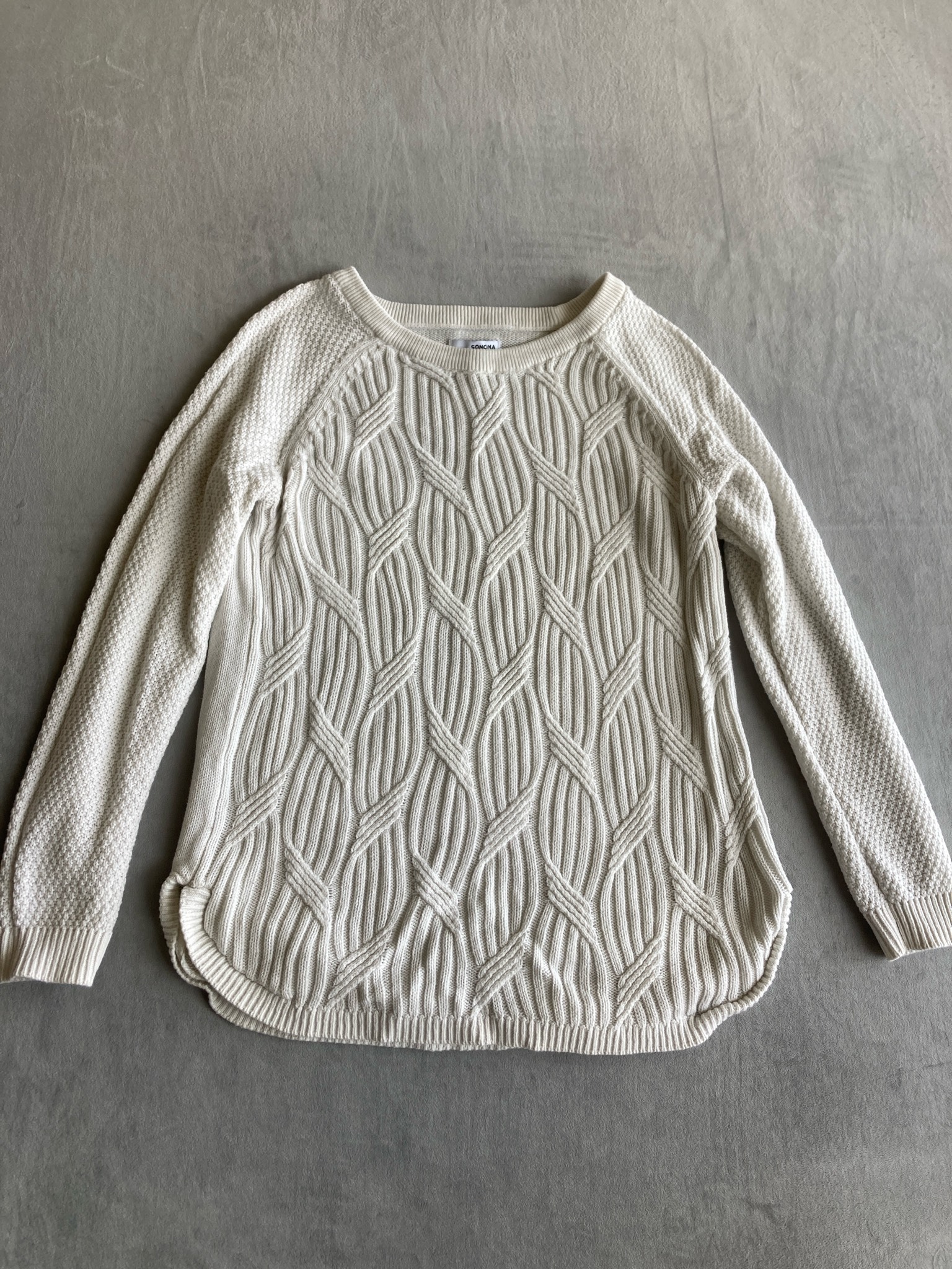 Sonoma Ivory Cable Knit Sweater Size Medium