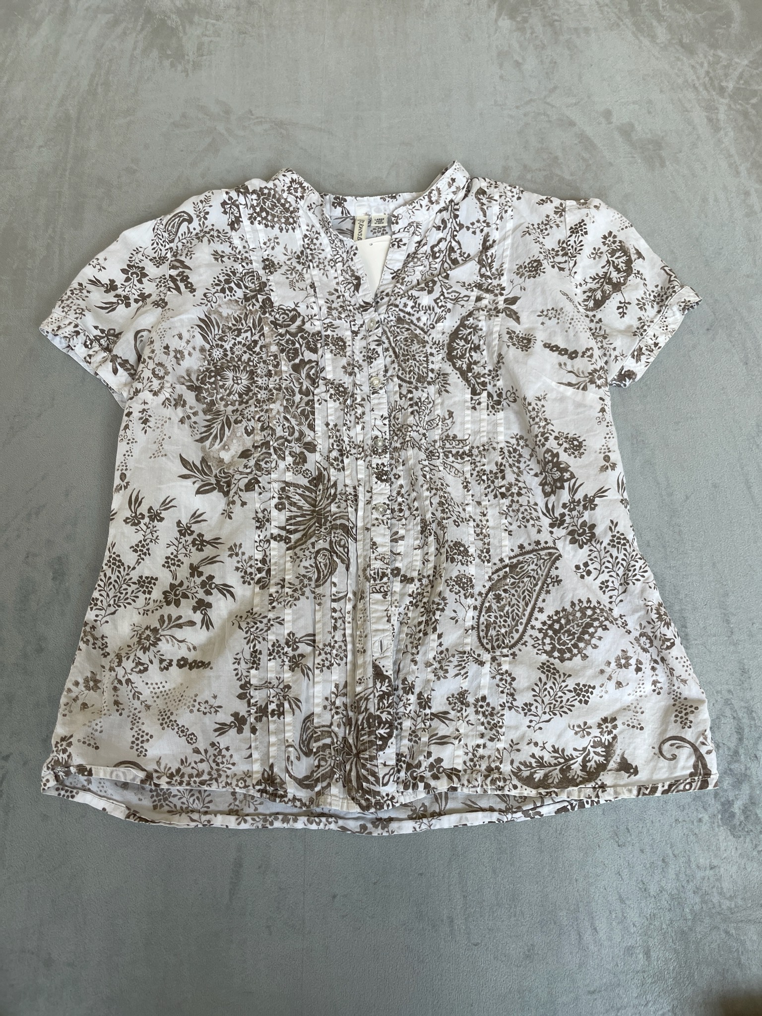 St. John's Bay White Floral Woven Tunic Size Large