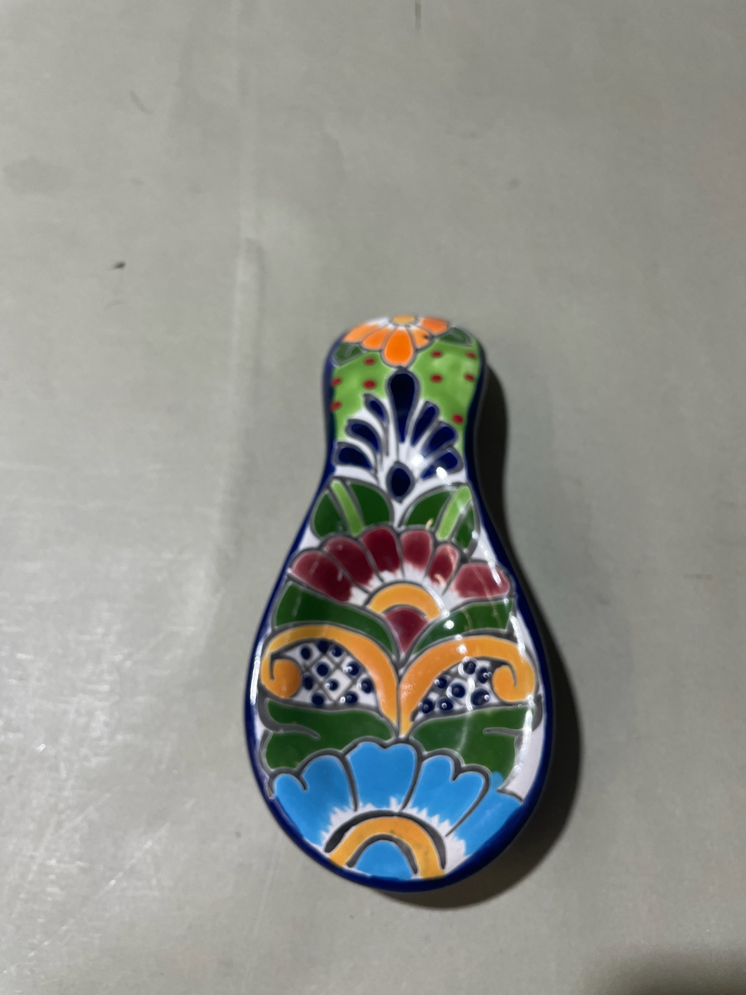 Multicolor Glazed Ceramic Spoon Rest