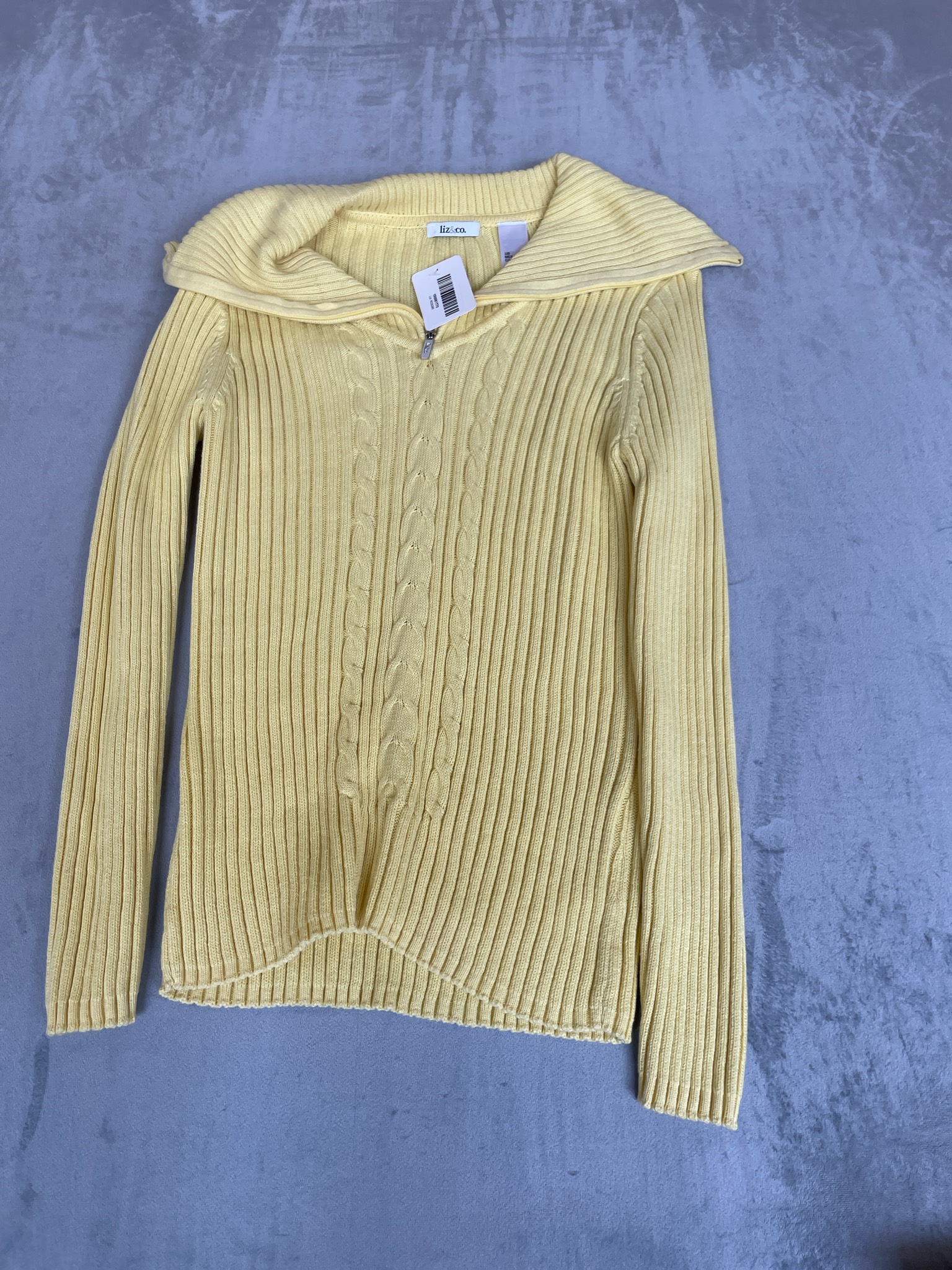 liz&co. Pale Yellow Cotton Sweater Size XL