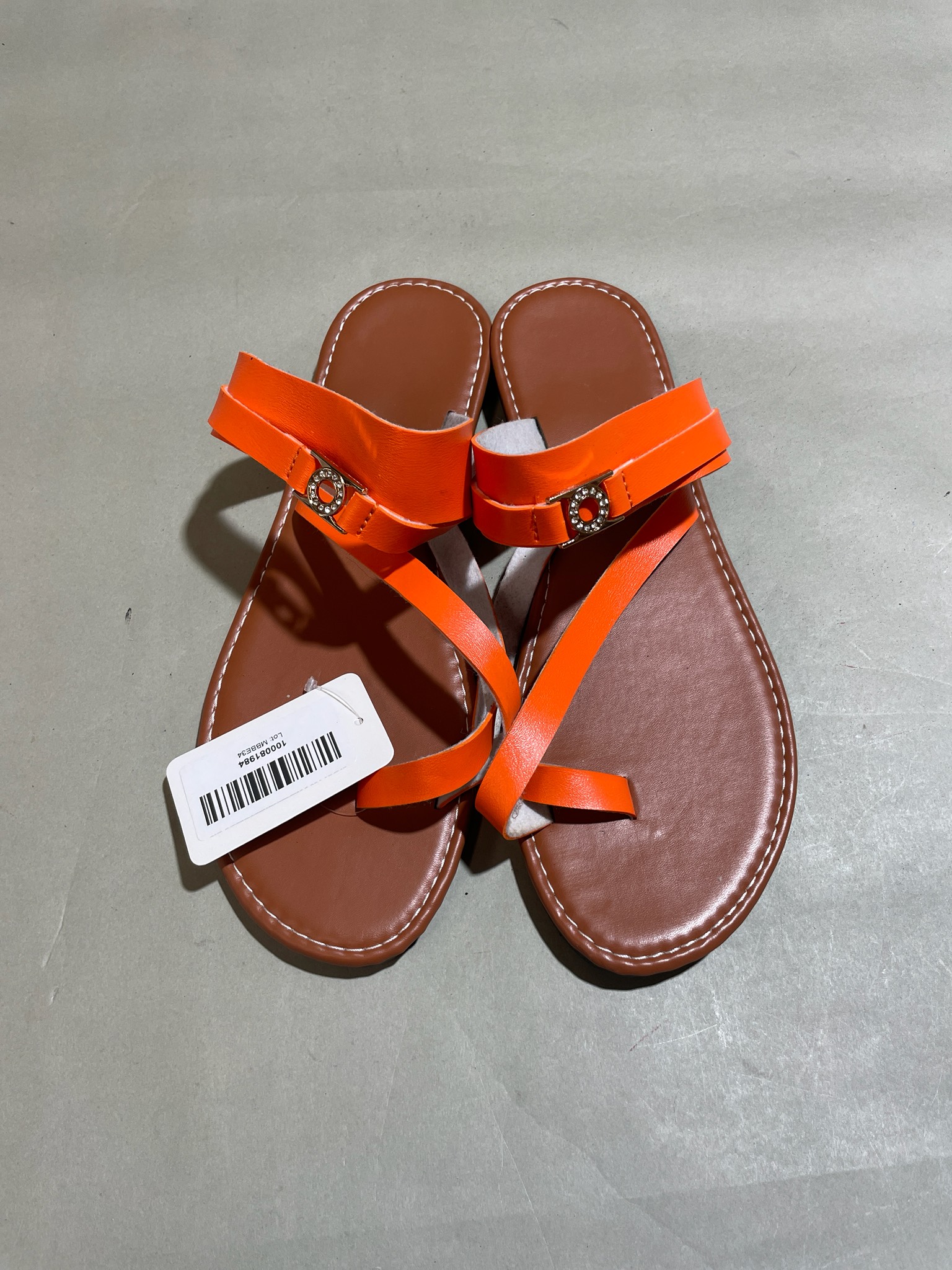 Orange Strappy Toe-Post Sandals Size Size 43