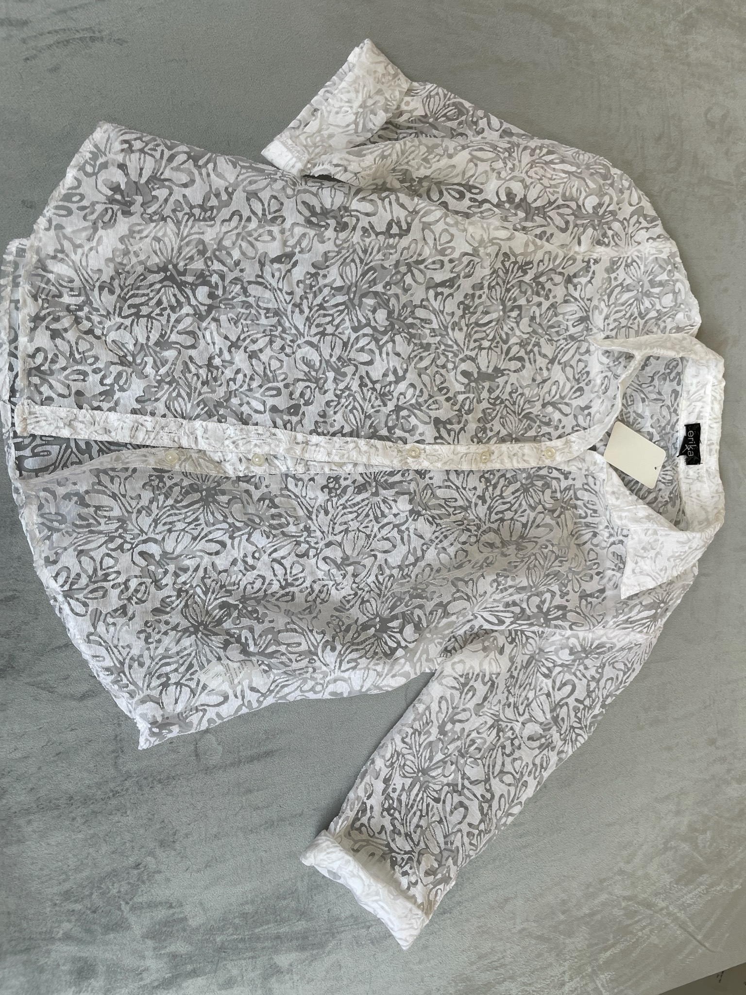 Erika White Floral Jacquard Blouse Size M