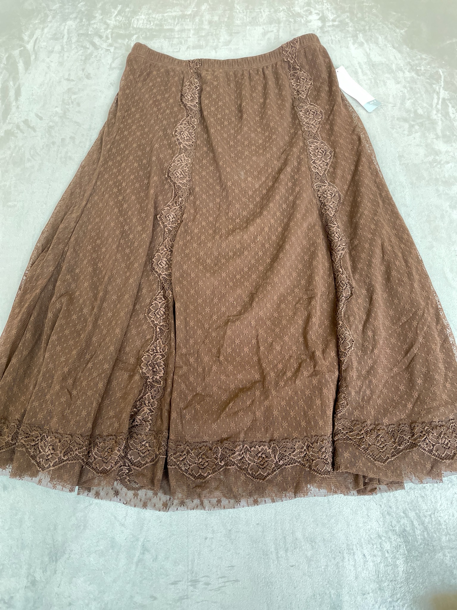 apt. 9 Brown Nylon Mesh Skirt Size L