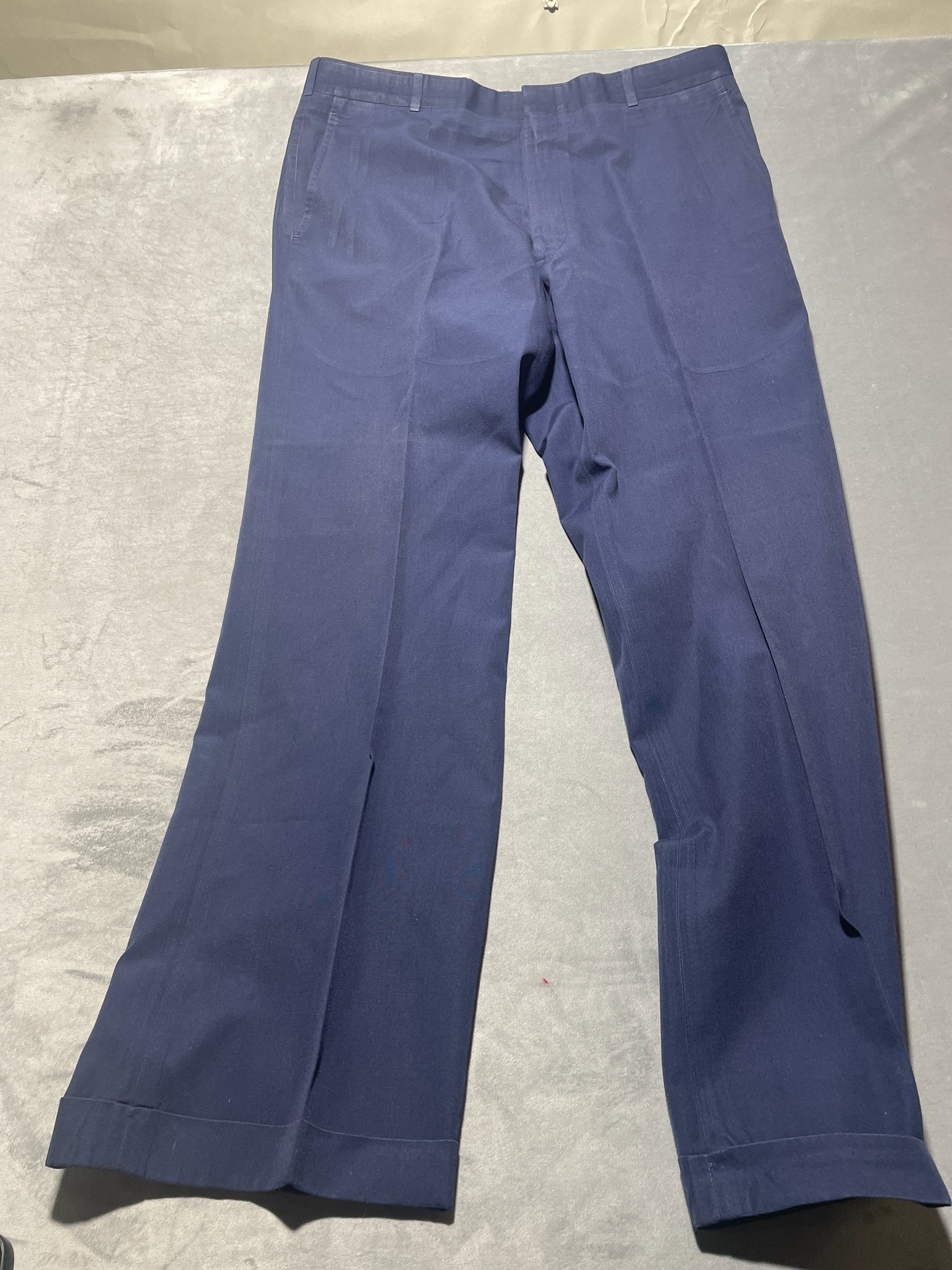 Lands' End Navy Polyester-Cotton Trousers Size Size 36