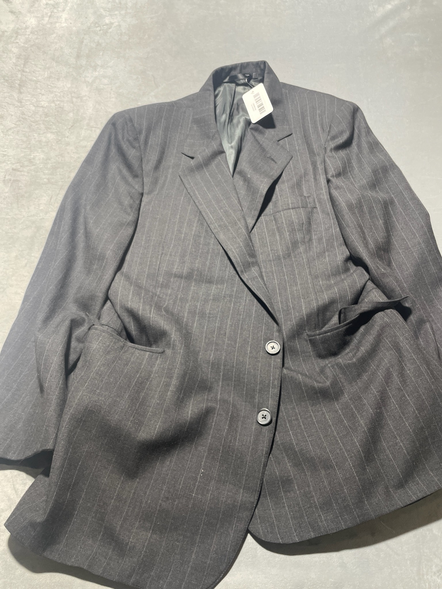 Charcoal Pinstripe Wool-Like Suit Jacket