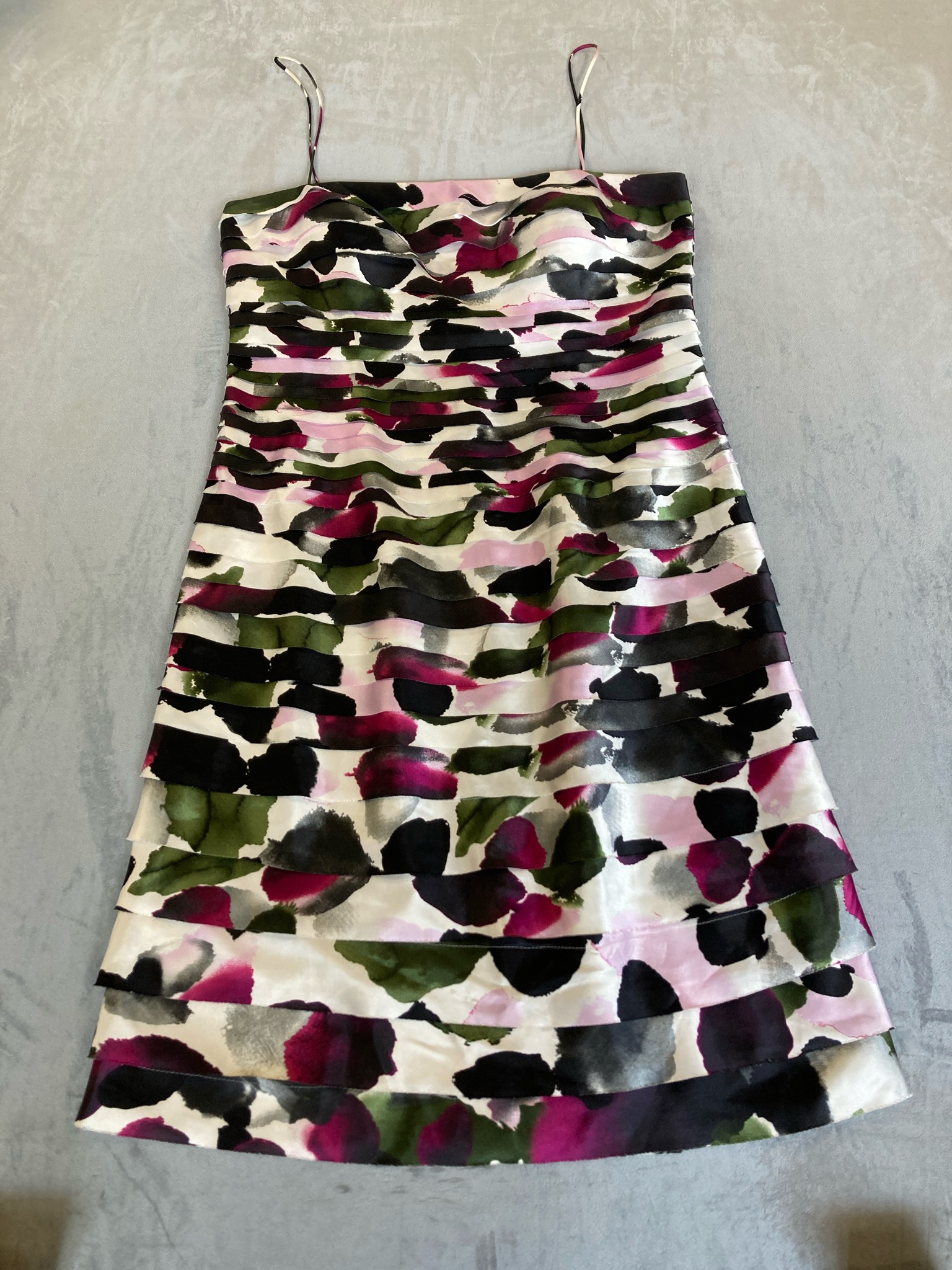JS Collections White Abstract Satin Dress Size US 14
