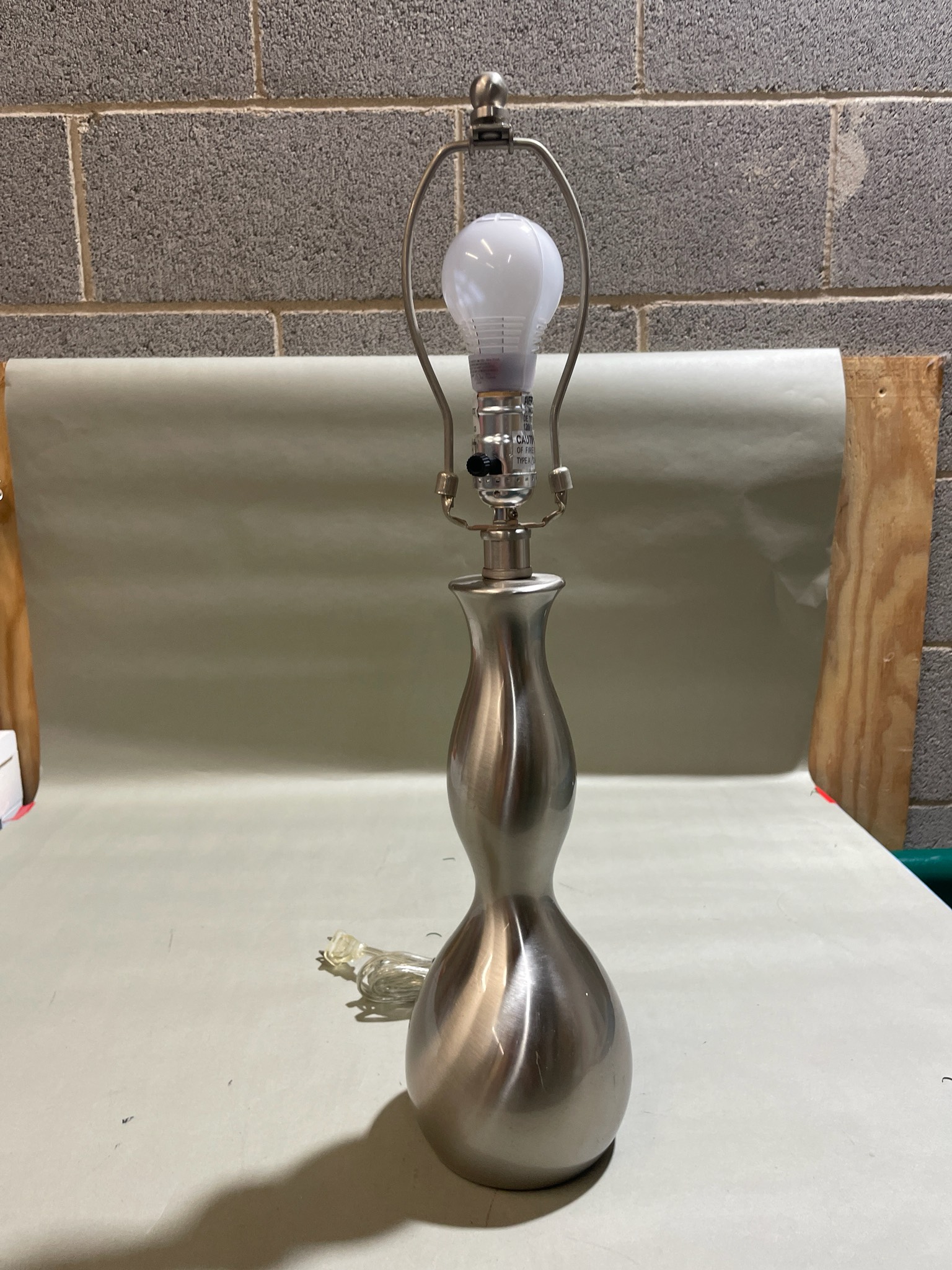 Brushed Nickel Hourglass Table Lamp Base