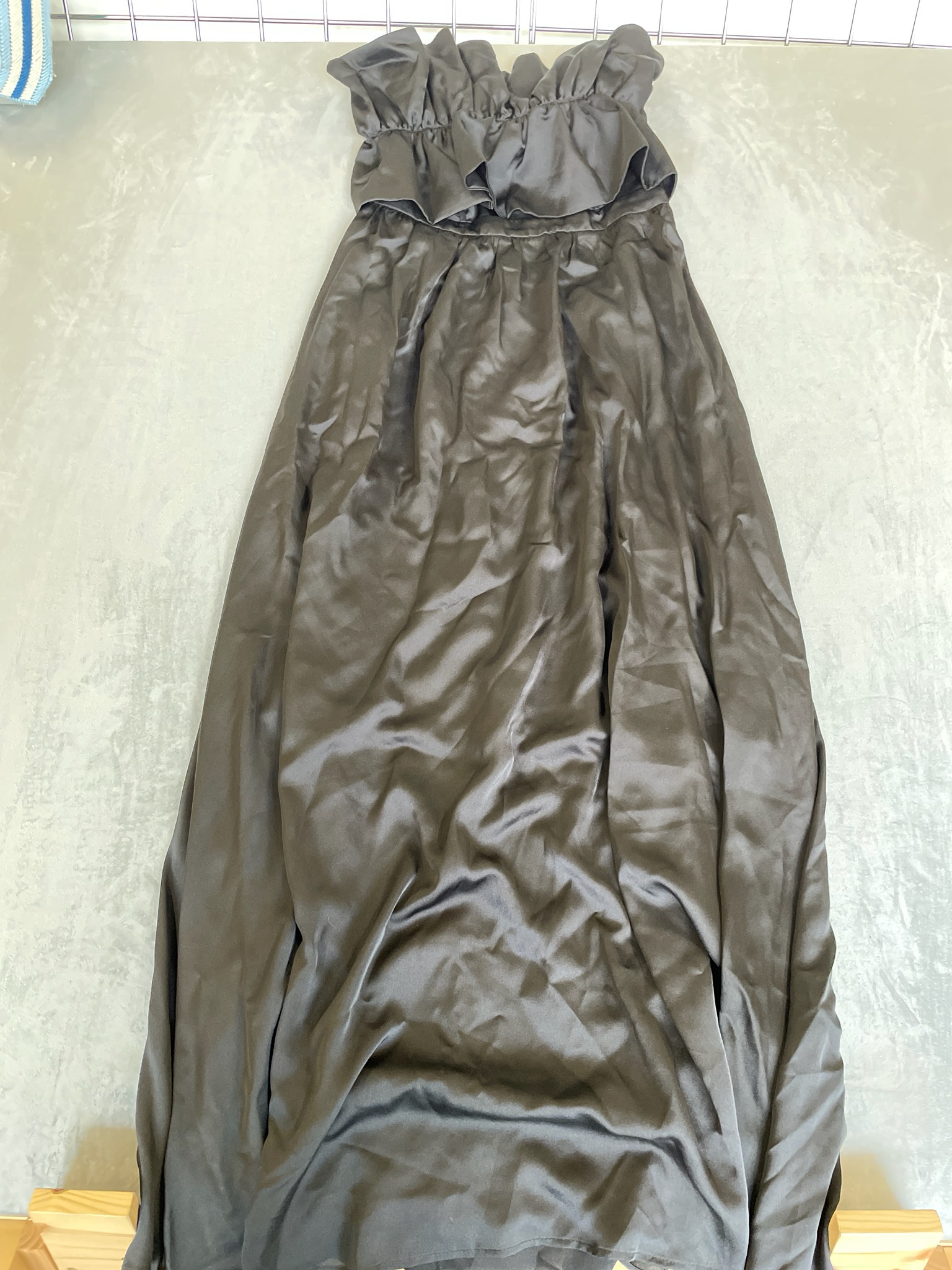 mittoshop Black Satin Strapless Dress Size L