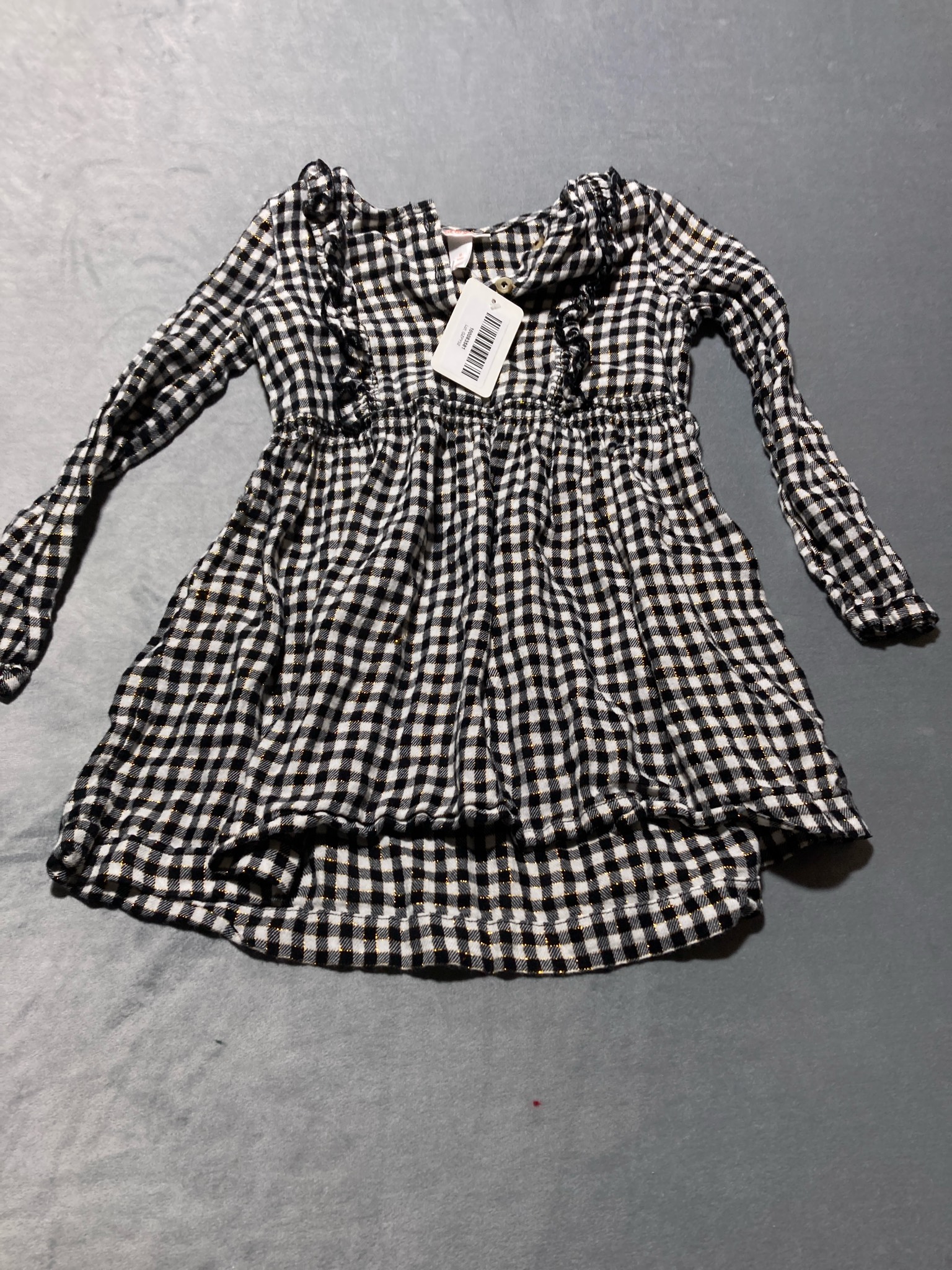 Cat & Jack Black and White Woven Gingham Dress Size S1