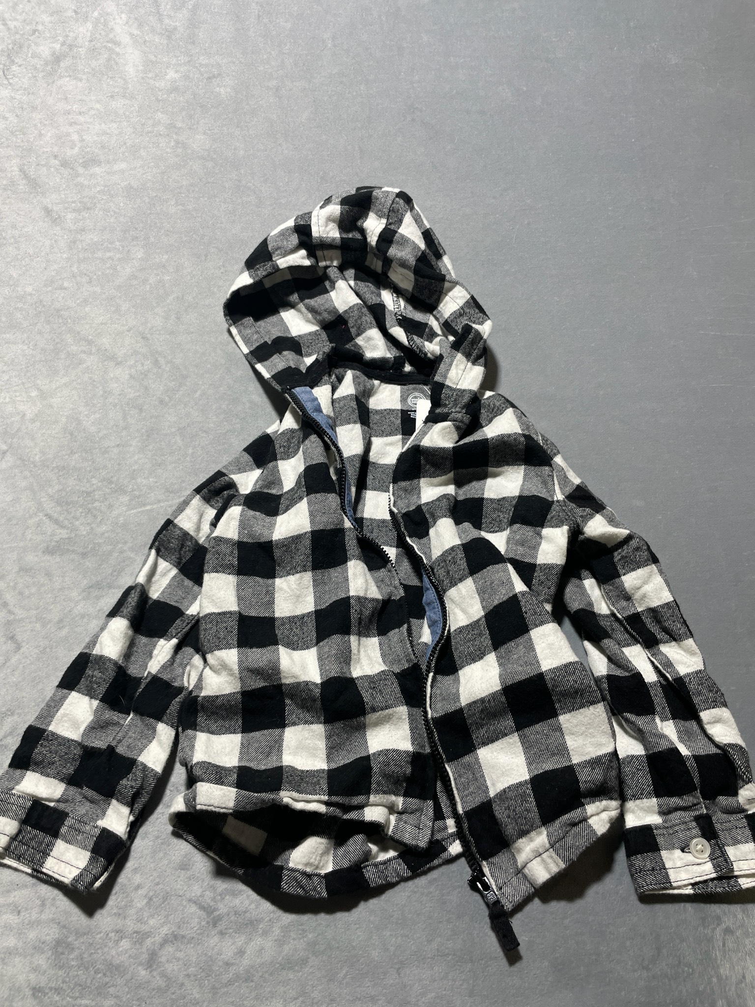 Wonder Nation Black and White Buffalo Check Cotton Hooded Jacket Size 5T