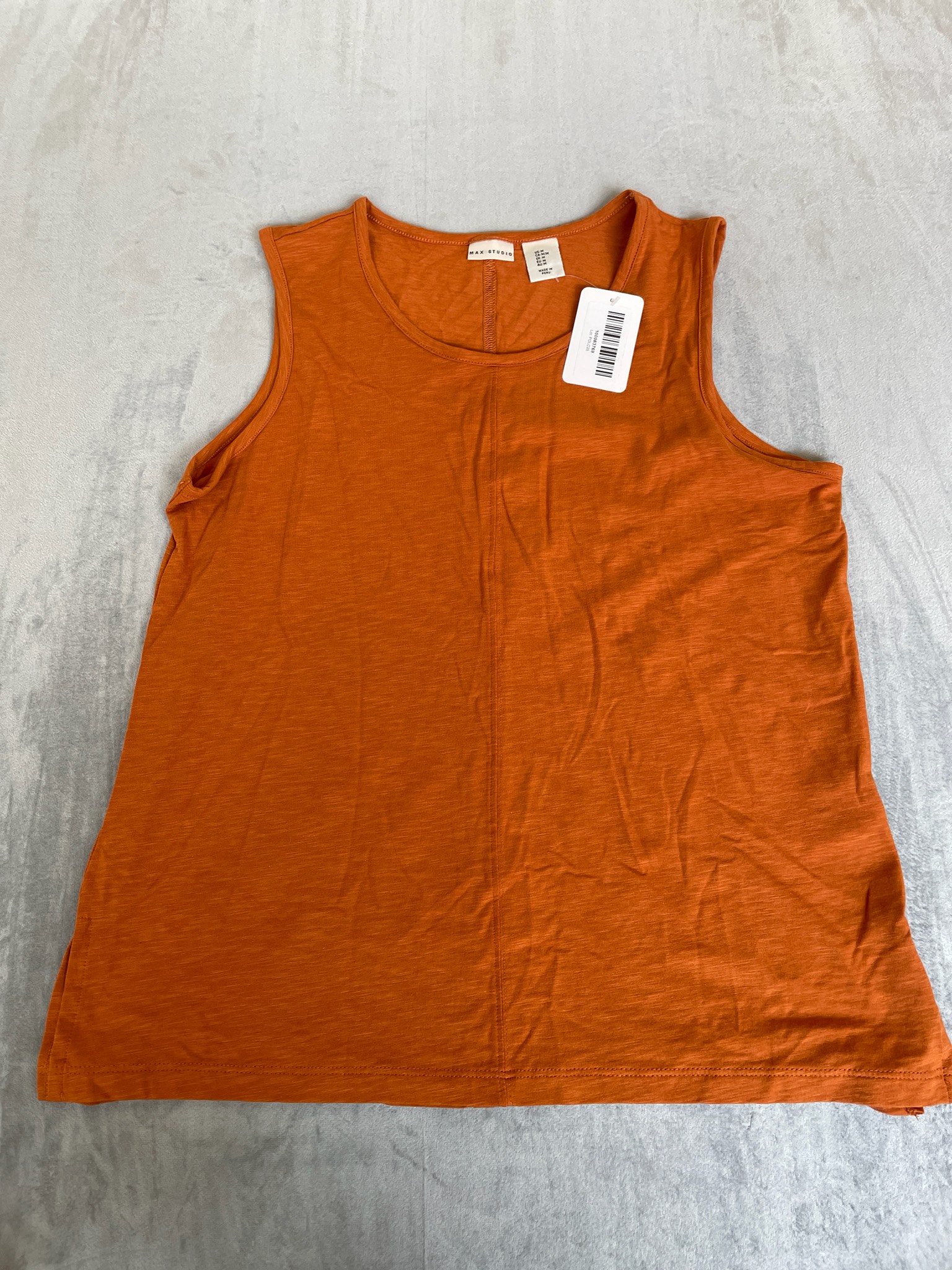 Max Studio Rust Orange Slub Jersey Tank Top Size Medium