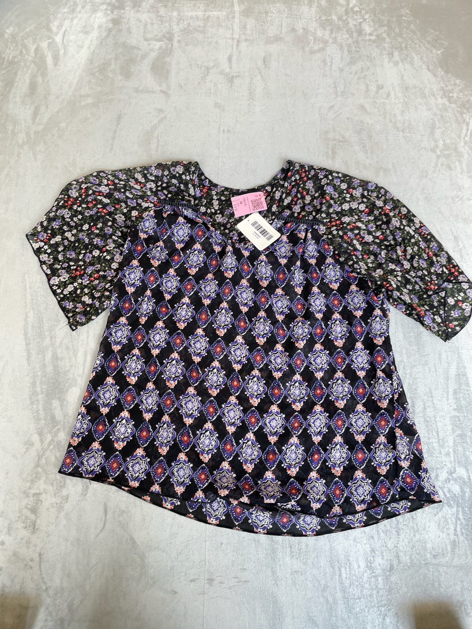 Mason + Black Mixed-Print Lightweight Woven Blouse Size XS