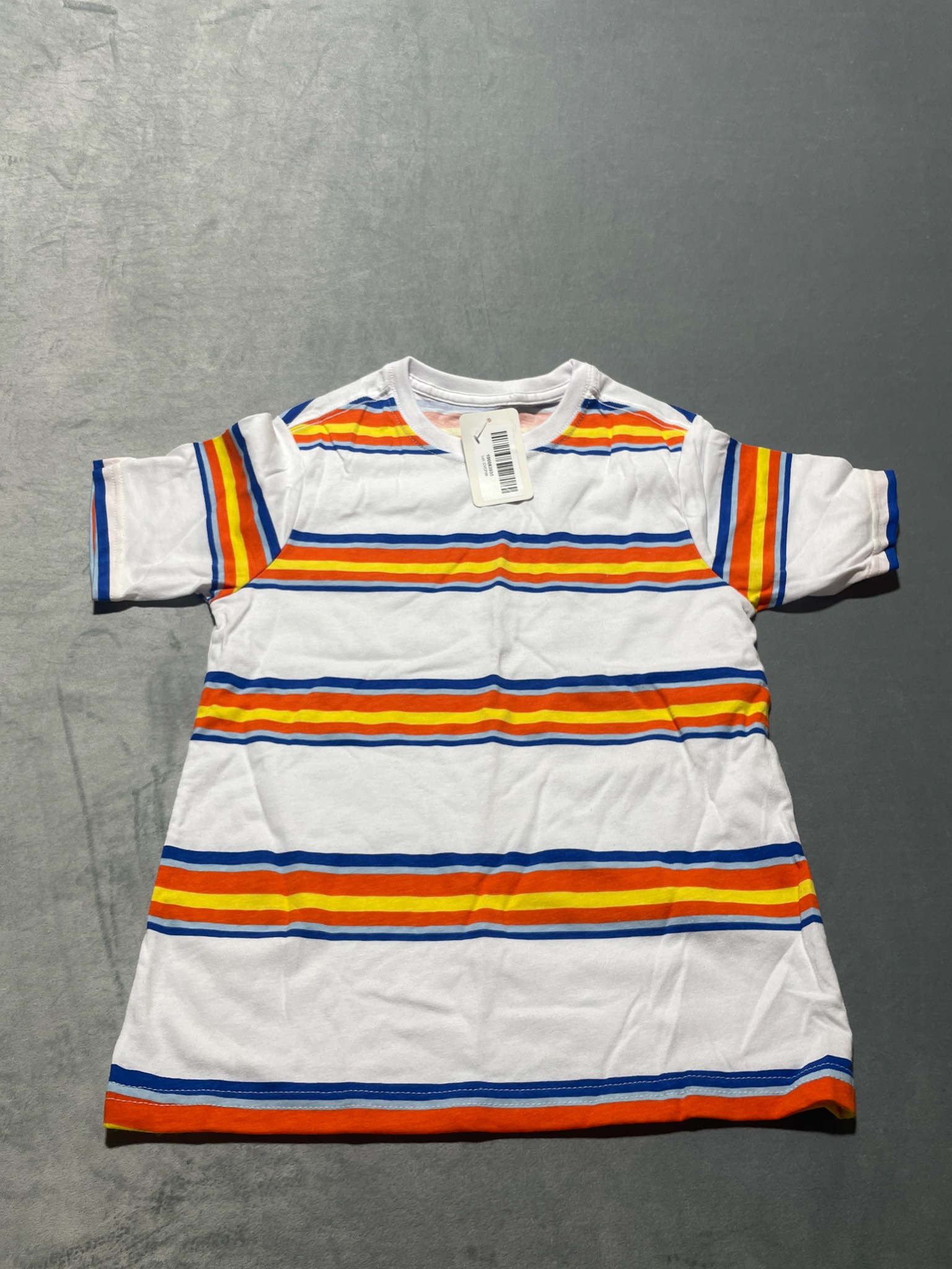 Wonder Nation White Striped Cotton-Poly T-Shirt Size M (8)