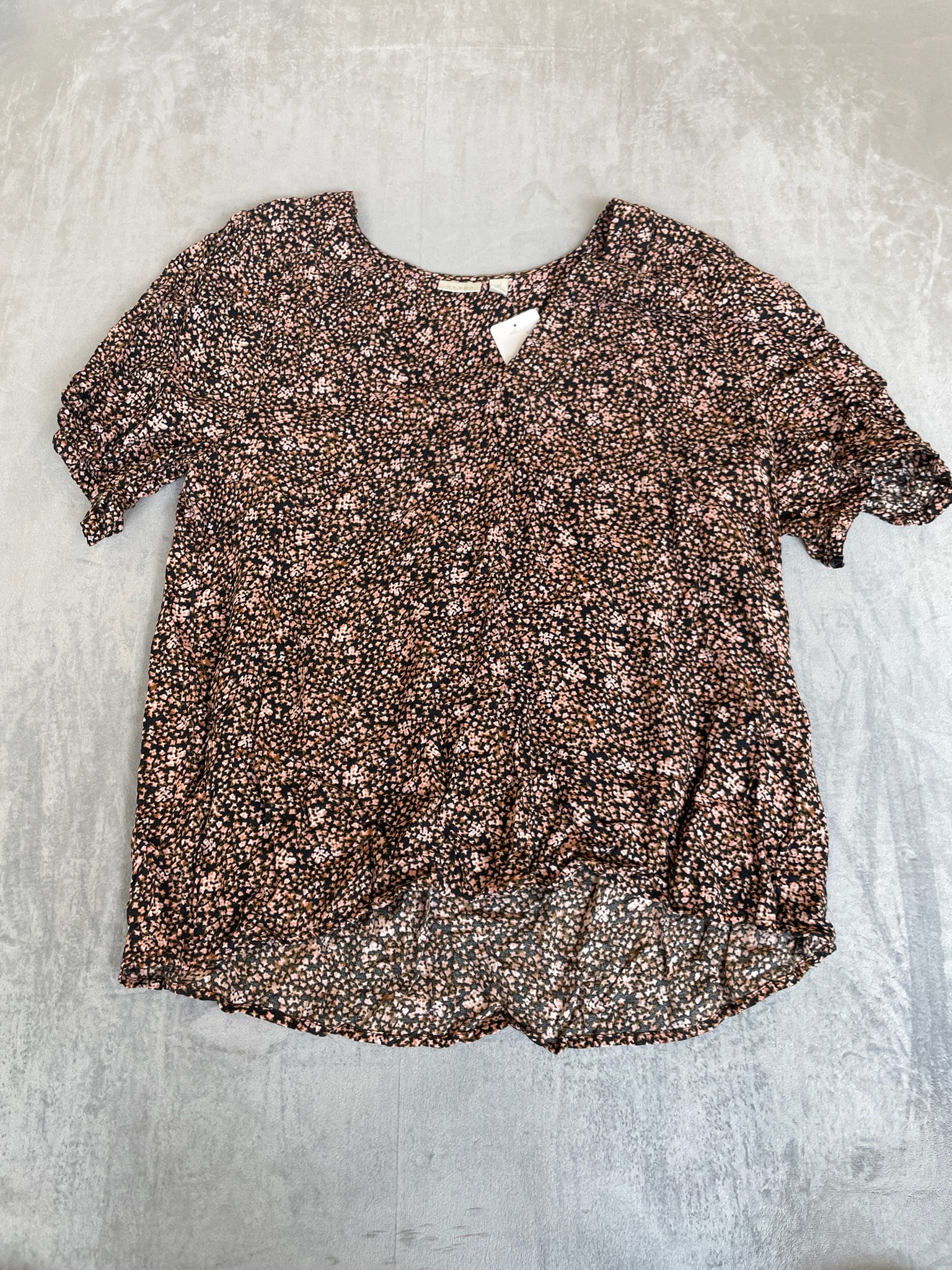 Hinge Pink Black Leopard Woven Blouse Size x1