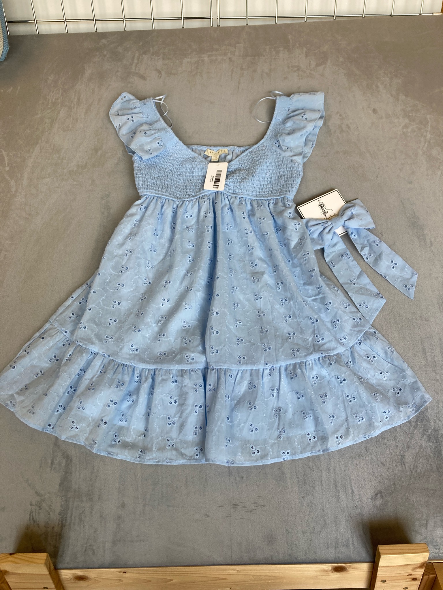 Thirty Light Blue Embroidered Eyelet Dress Size M