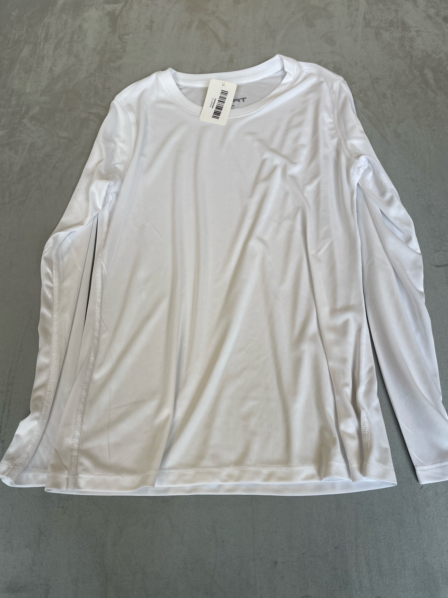 Hanes White Performance Knit Long Sleeve Shirt Size XL