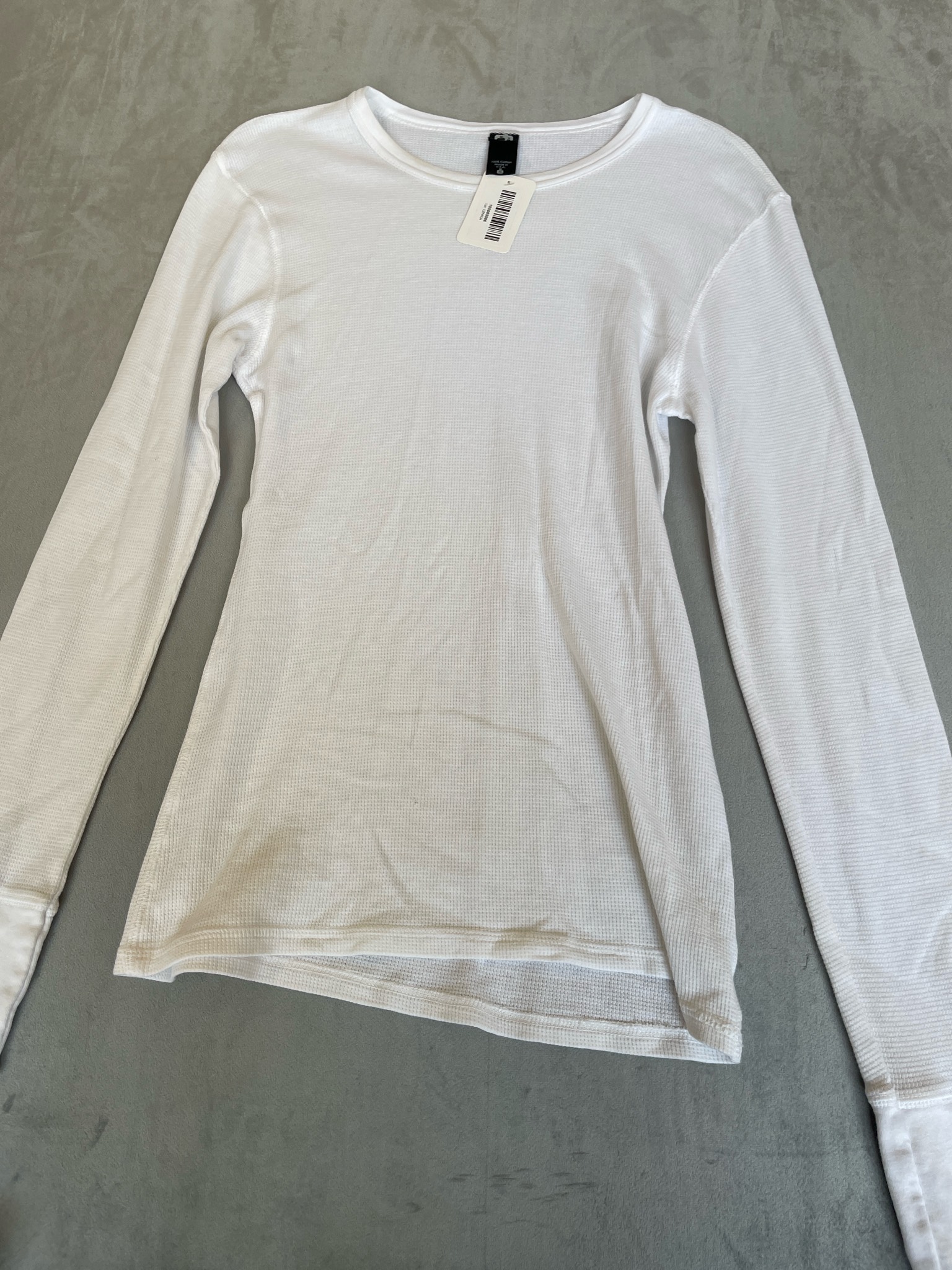 Alternative White Cotton Waffle Knit Long Sleeve Top Size XL