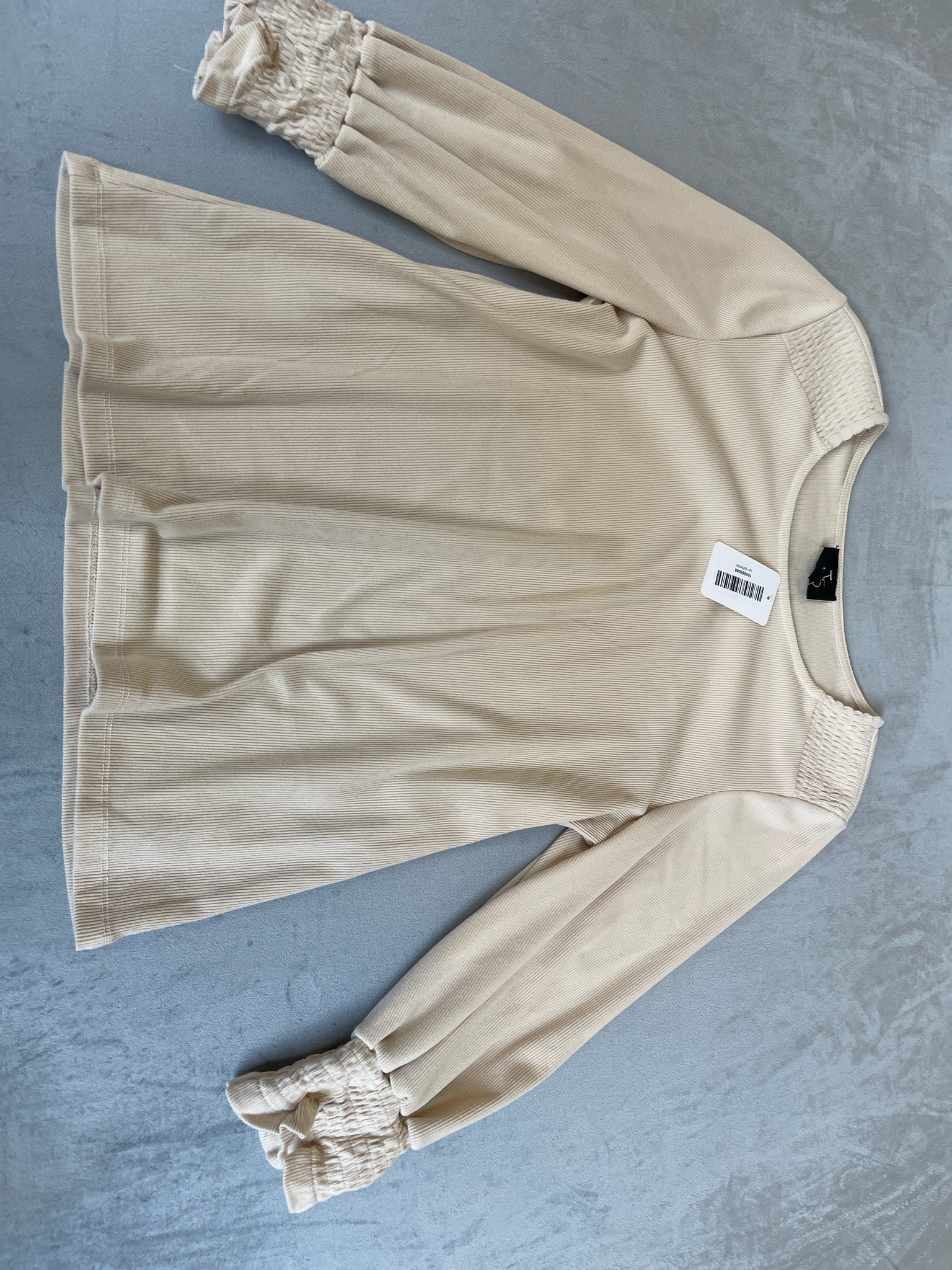W5 Beige Ribbed Knit Long Sleeve Top Size XL