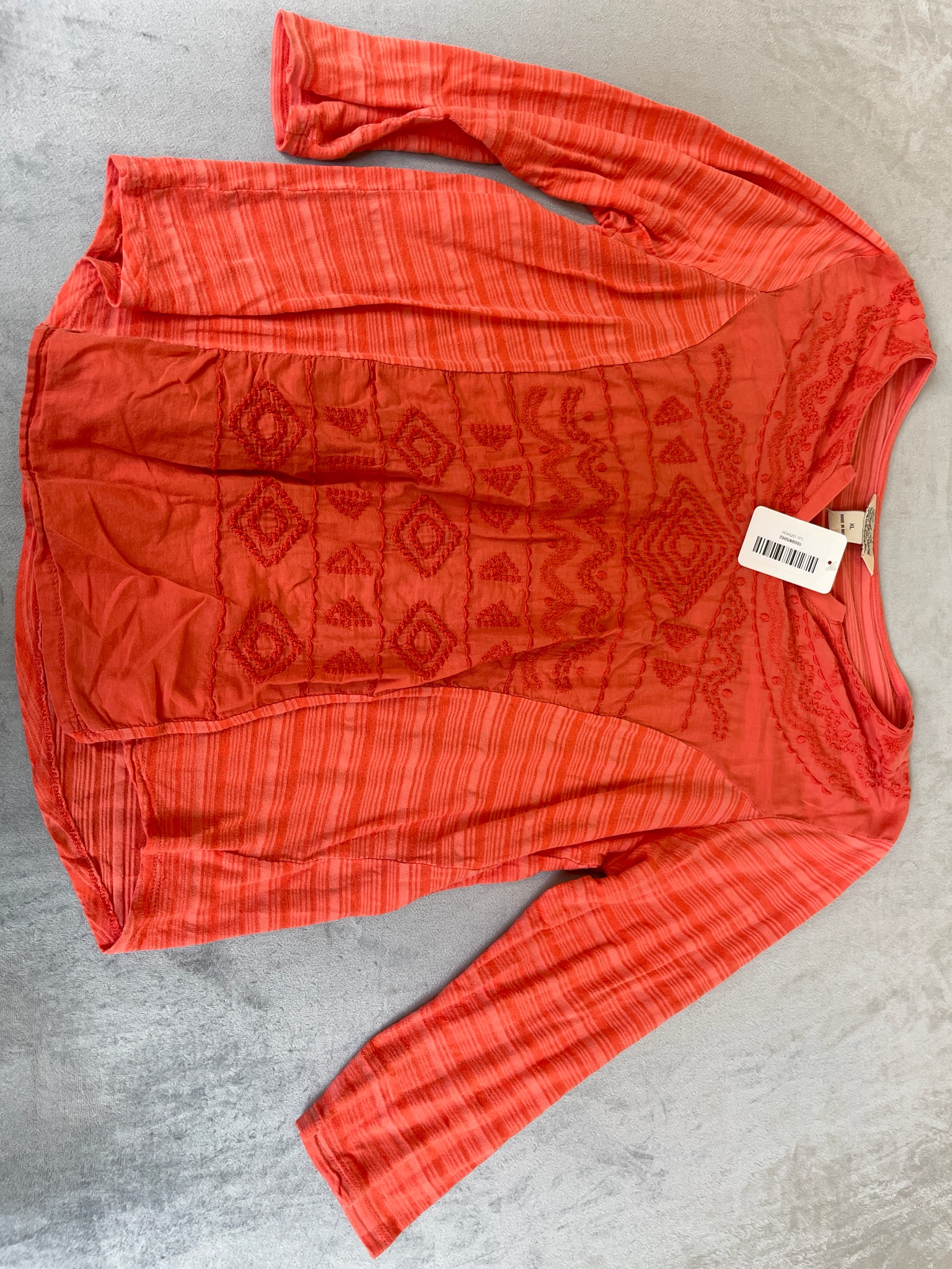 Lucky Brand Coral Lightweight Knit Long Sleeve Top Size XL
