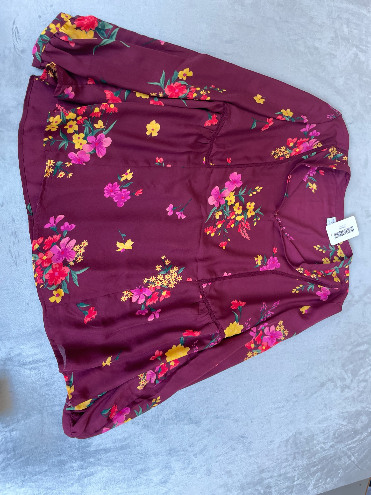 Old Navy Burgundy Floral Woven Blouse Size L