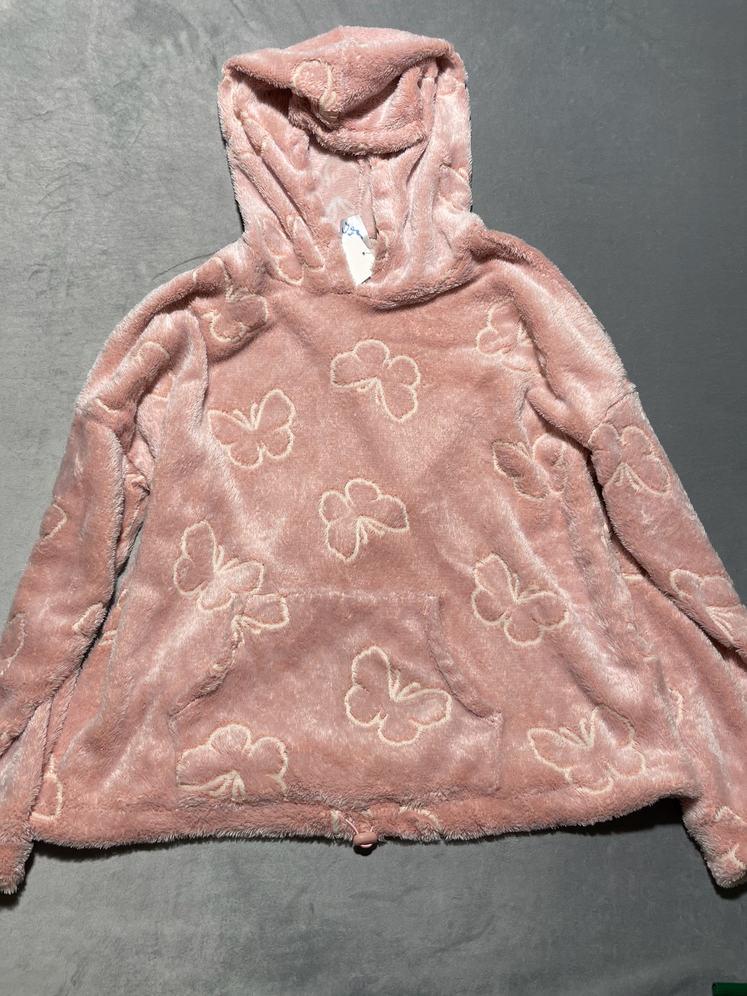 No Boundaries Light Pink Butterfly Plush Hooded Pullover Size XXL (19)
