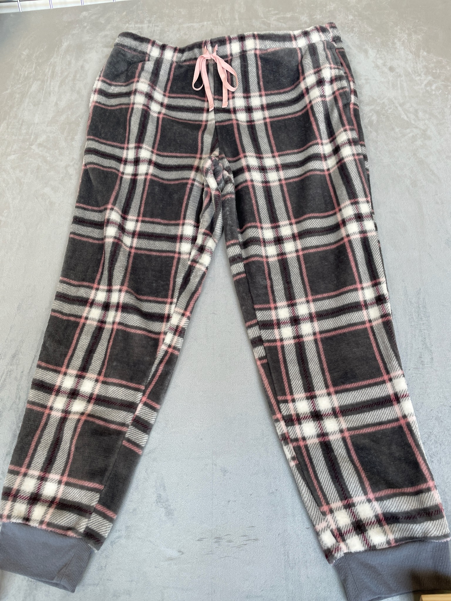 Lovespun Charcoal Plaid Fleece Pajama Pants Size 16-18