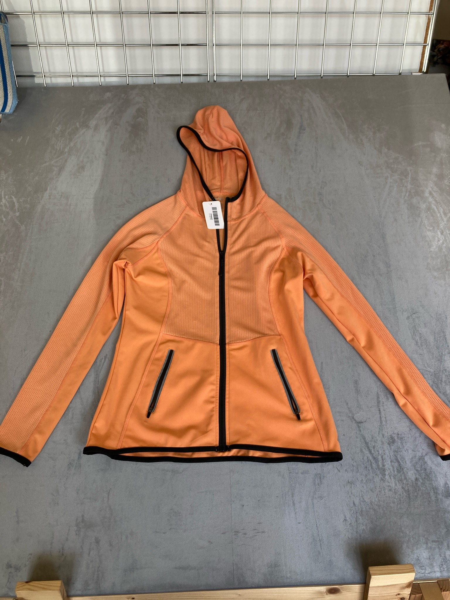 Cali Sport Orange Polyester-Spandex Hooded Jacket Size Medium