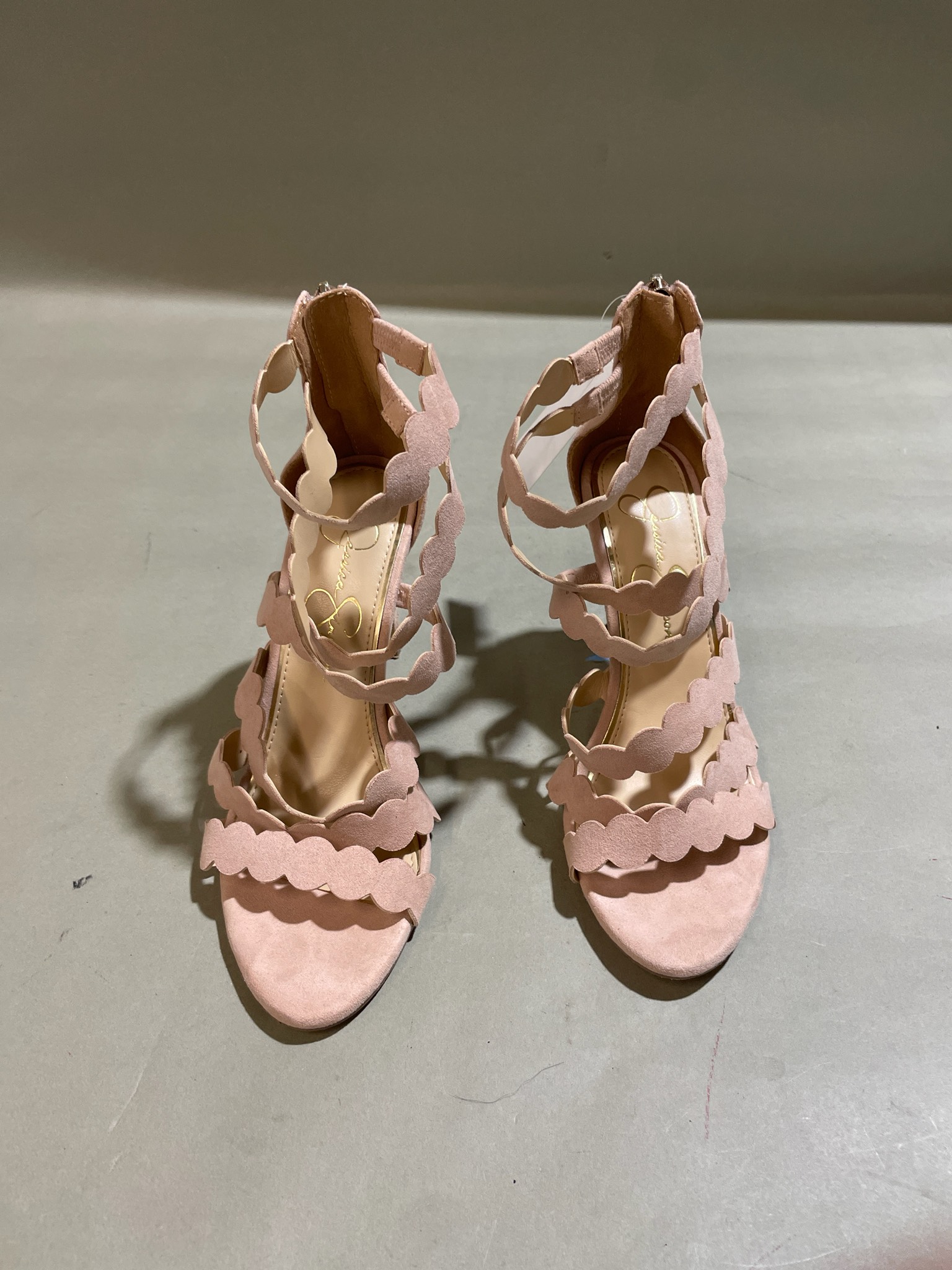 Jessica Simpson Blush Pink Scalloped Strappy Heels Size 6.5 M