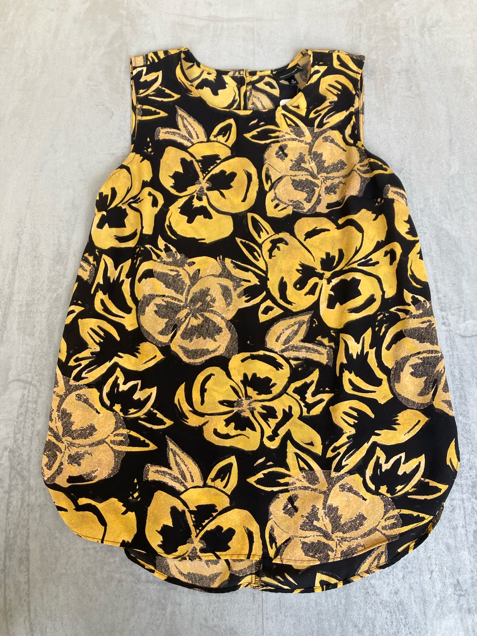 Who What Wear Black Mustard Floral Blouse Size S