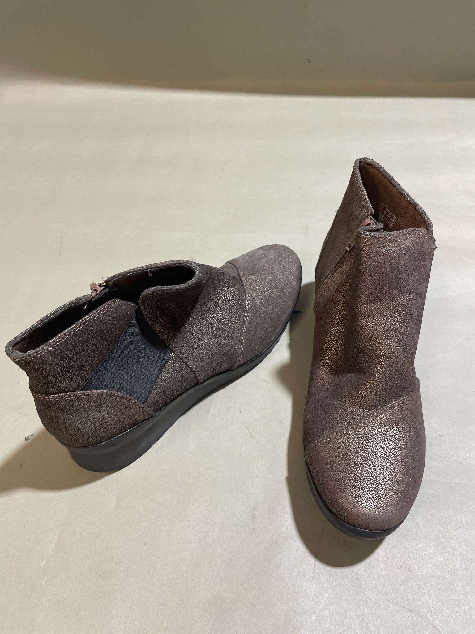 Bronze Pebbled Ankle Boots Size US 8 1/2