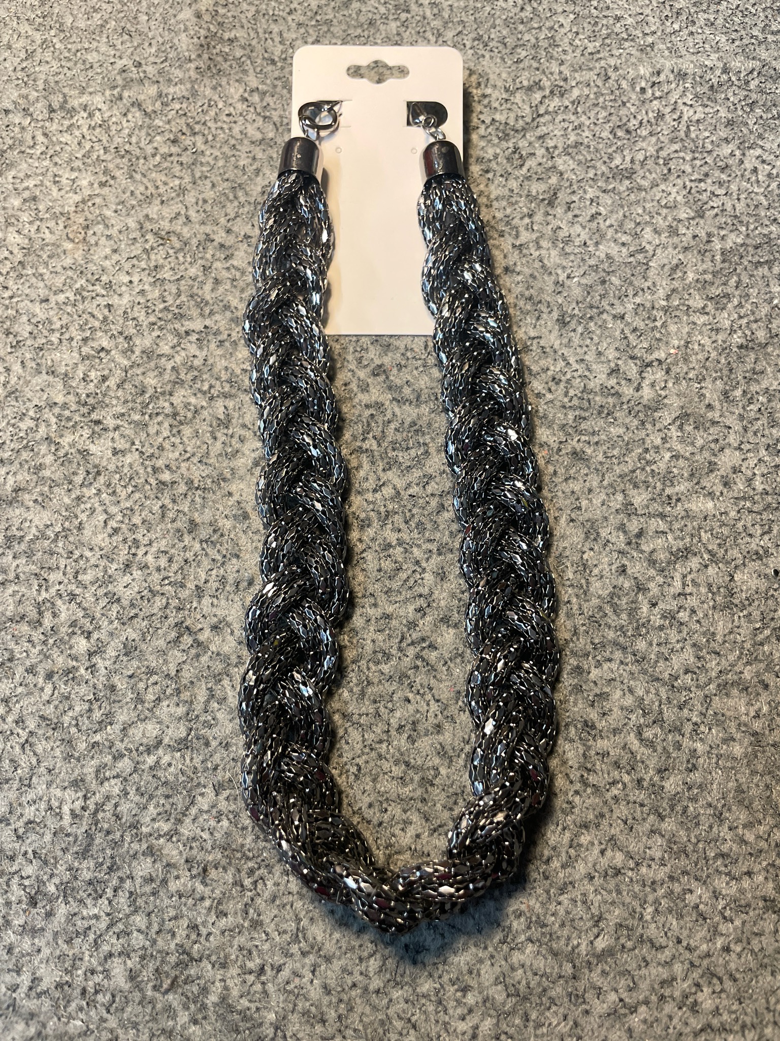 Black Braided Statement Necklace