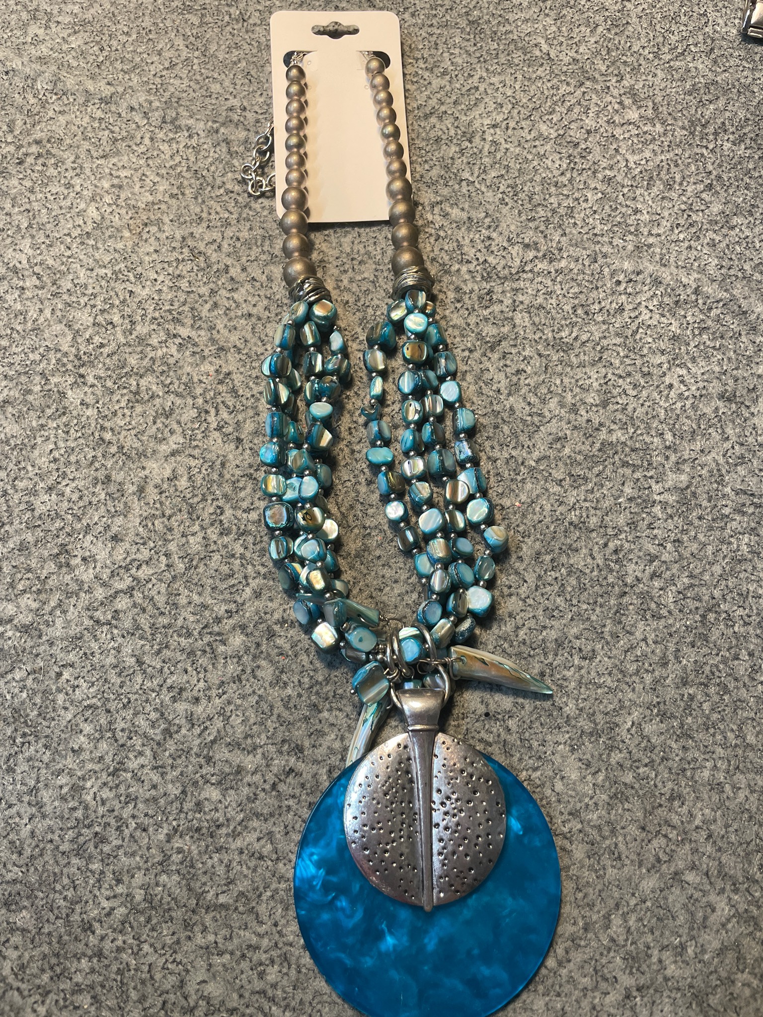 Turquoise Multi-Strand Pendant Necklace