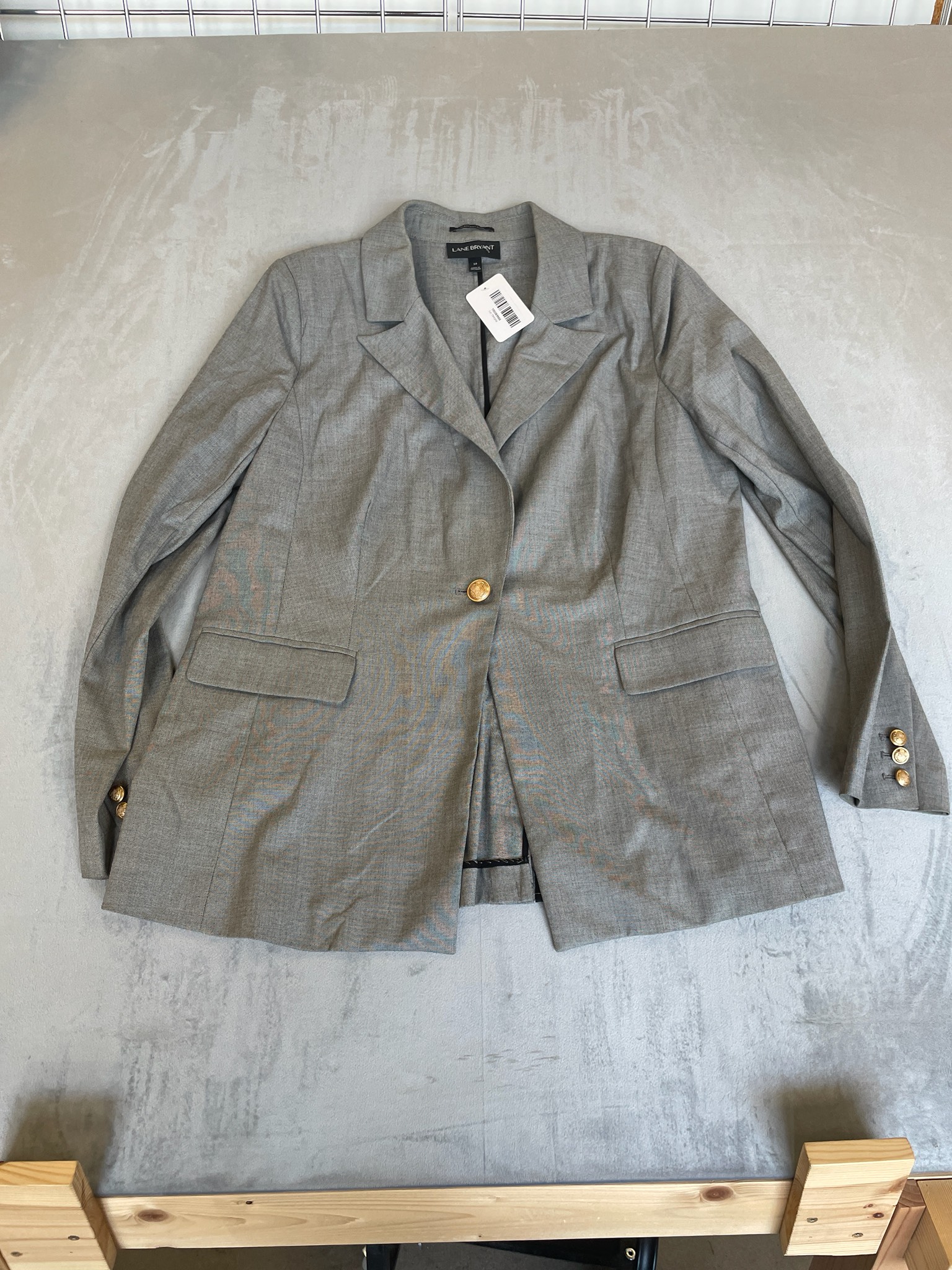 Lane Bryant Light Gray Woven Suiting Blazer Size Size 16