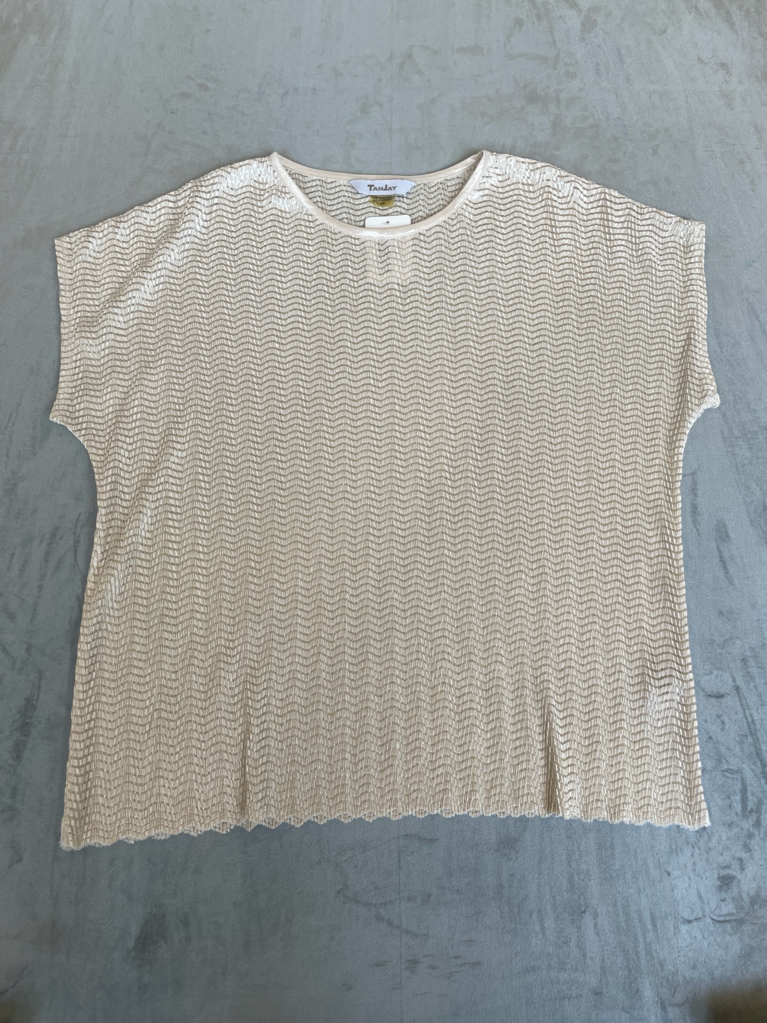 TanJay Beige Metallic Knit Top Size L/G