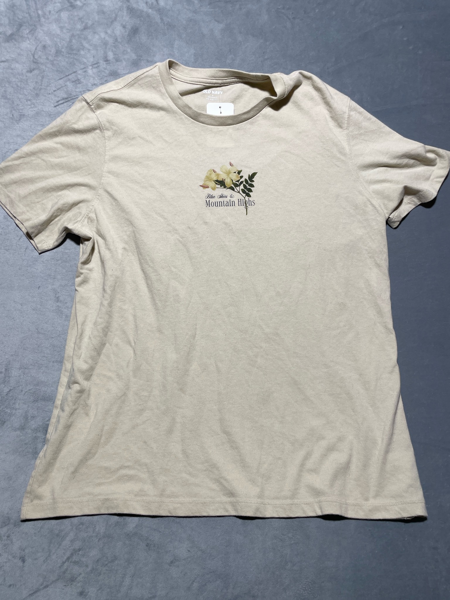 Old Navy Beige Floral Cotton Polyester T-Shirt Size L