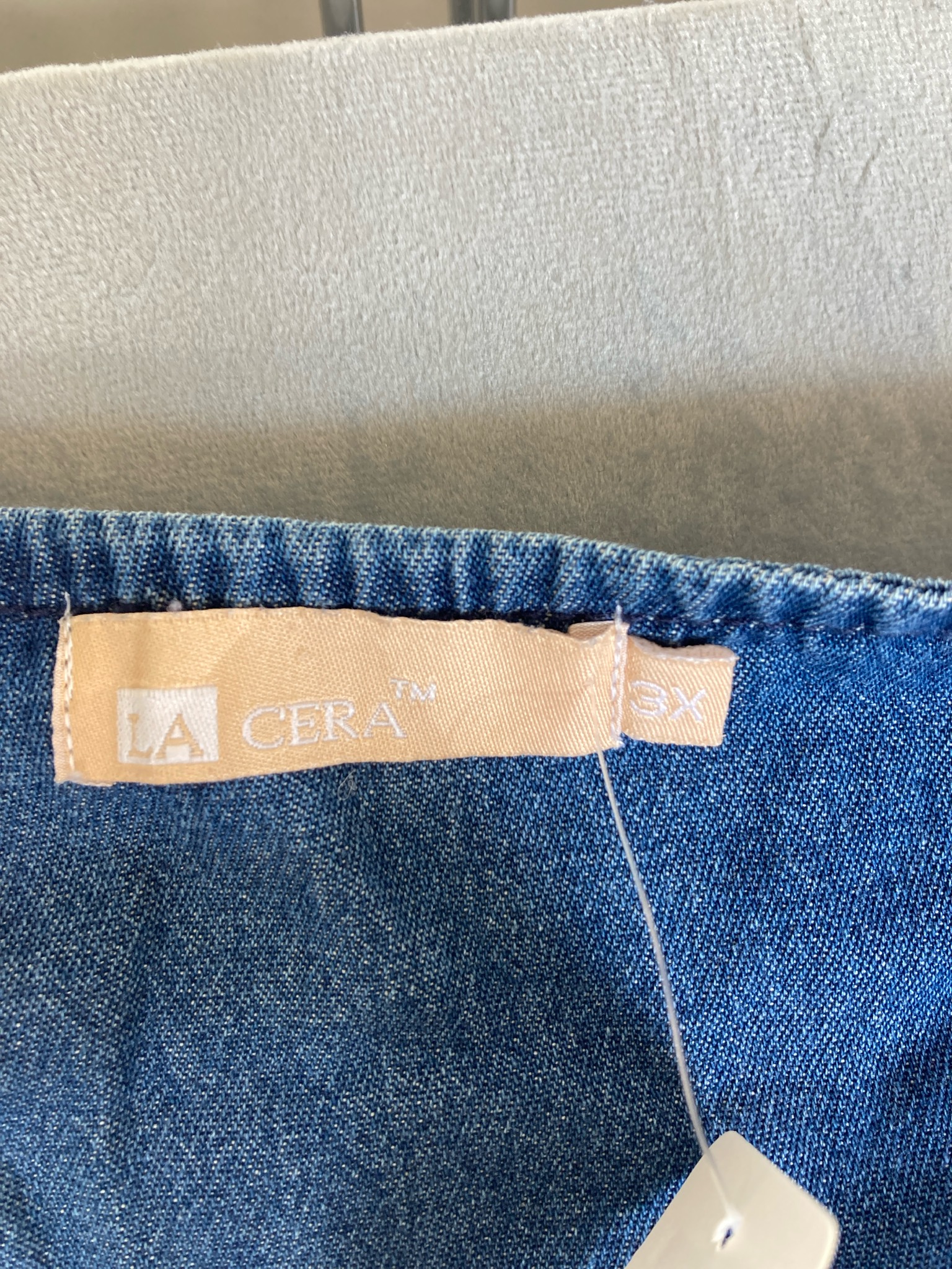 La Cera Medium Blue Denim Tunic Size 3X