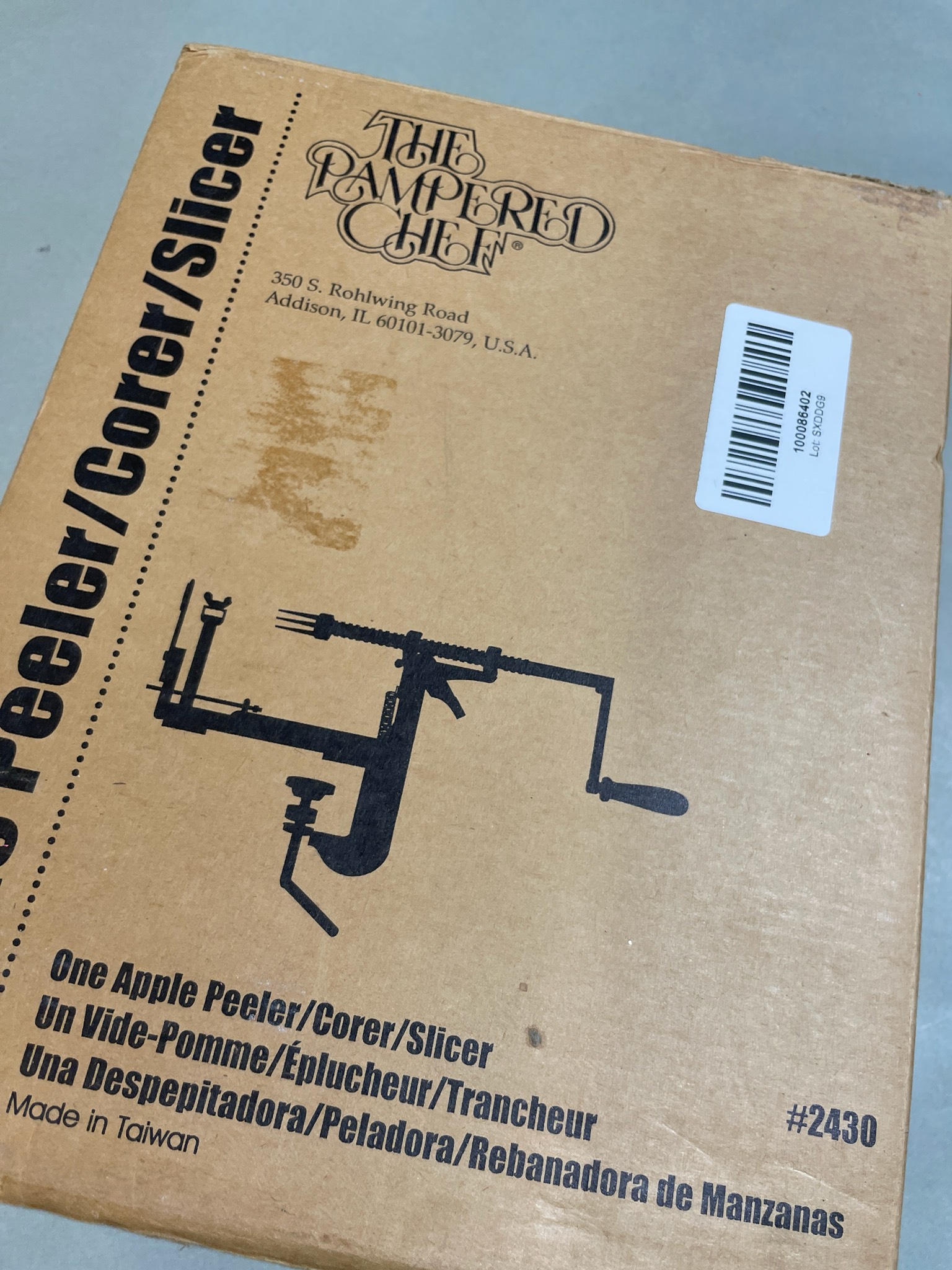 The Pampered Chef Manual Clamp-Mount Apple Peeler Corer Slicer