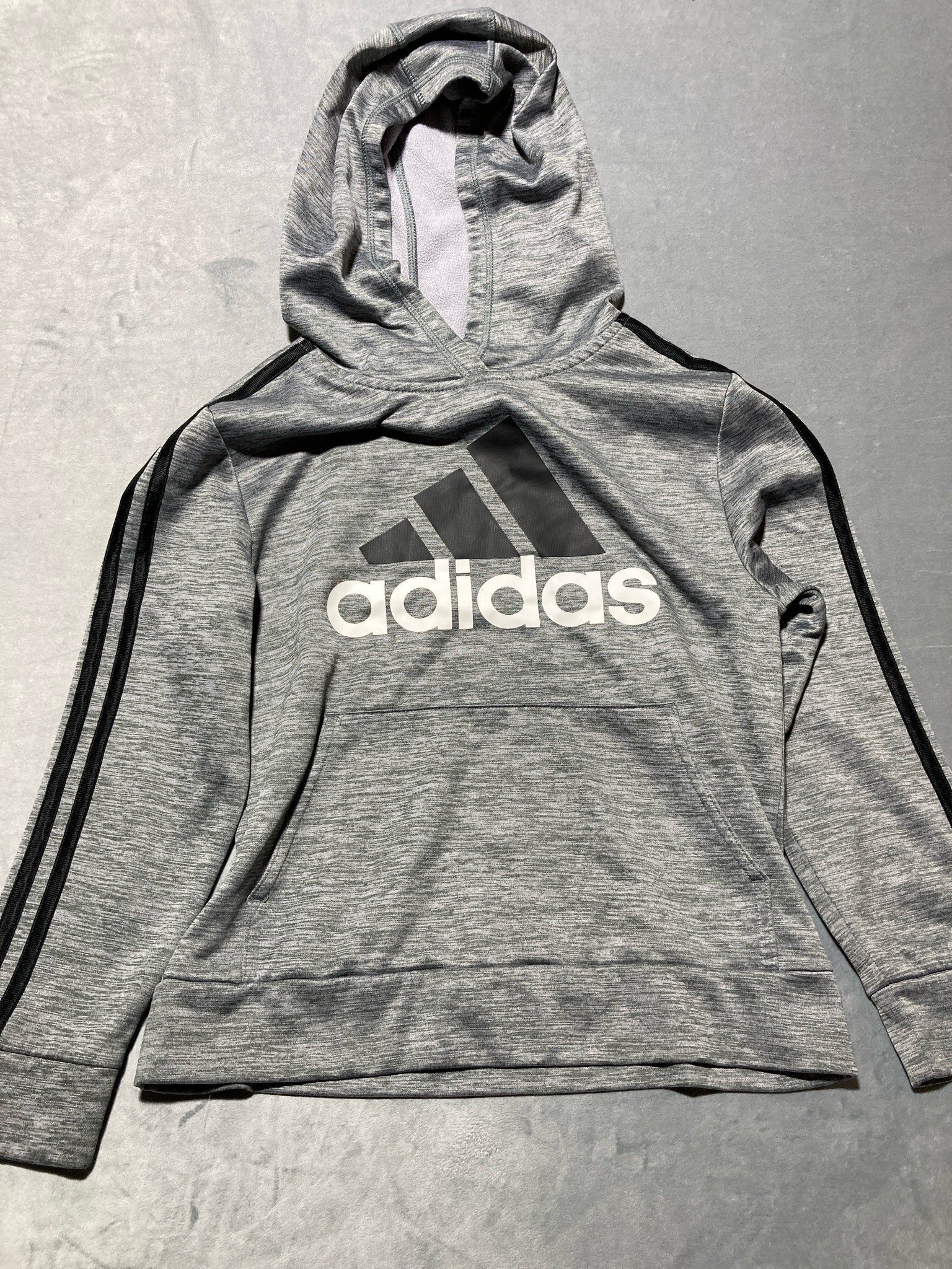 adidas Heather Grey Polyester Hoodie Size M (10/12)