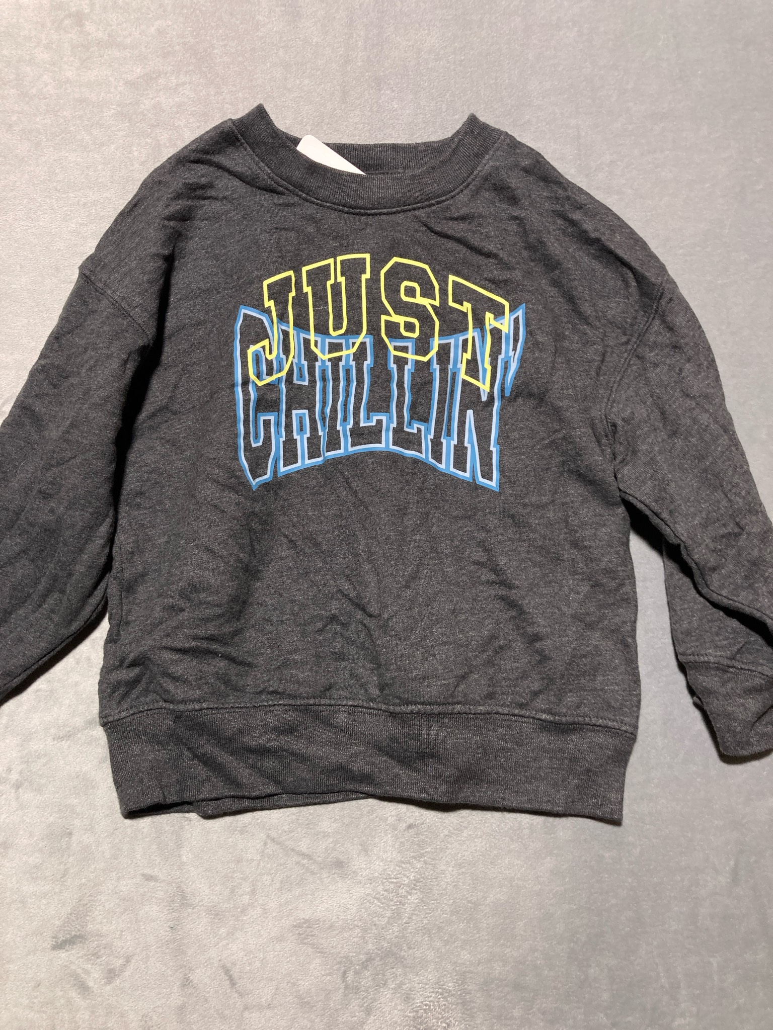 Charcoal Gray Cotton-Polyester Crewneck Sweatshirt Size 4