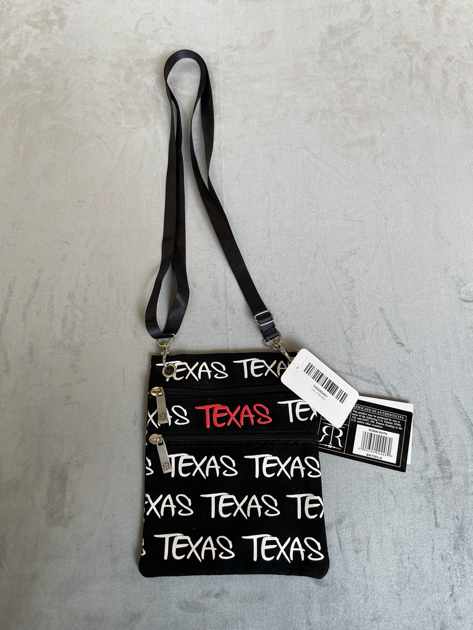 Robin Ruth Black Texas Print Crossbody Pouch