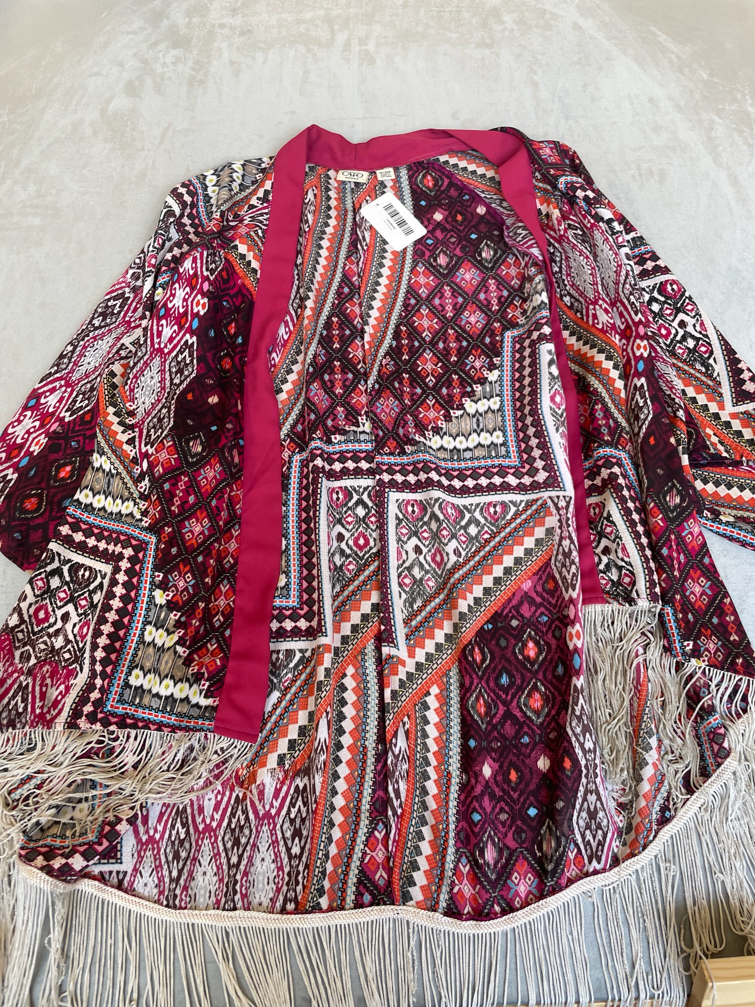 Cato Magenta Multicolor Woven Kimono Cardigan Size 18/20W